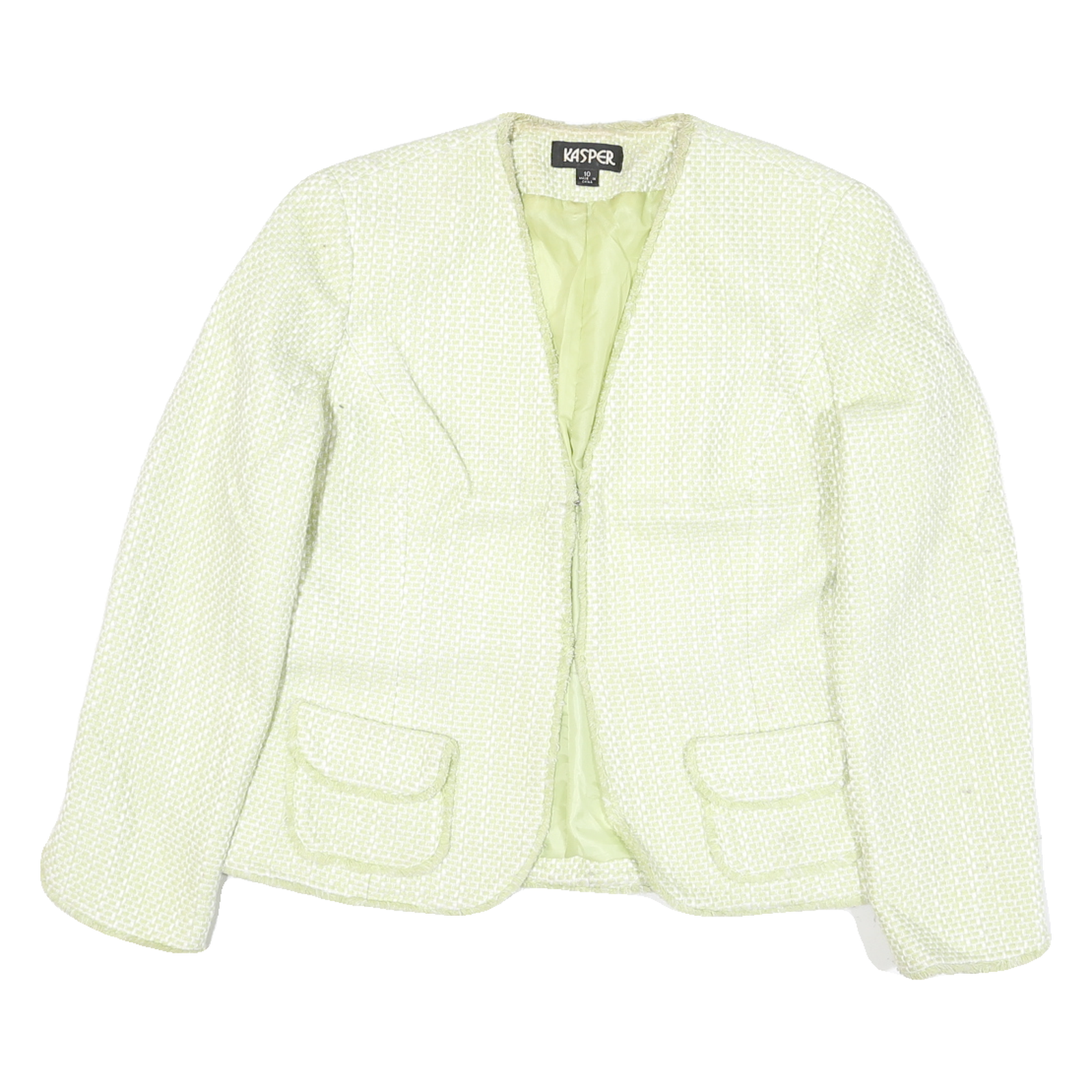 CASPER Womens Cream Button Cotton Blend Jacket UK 10 Woven Classic Style Refurbished - N/A refurbished available on Cerqular