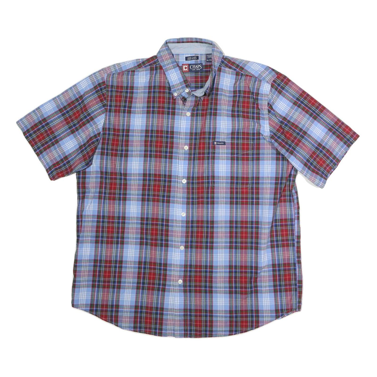 CHAPS Mens Blue & Red Check Shirt XL Button Down Cotton Casual Fashion Refurbished - N/A refurbished available on Cerqular