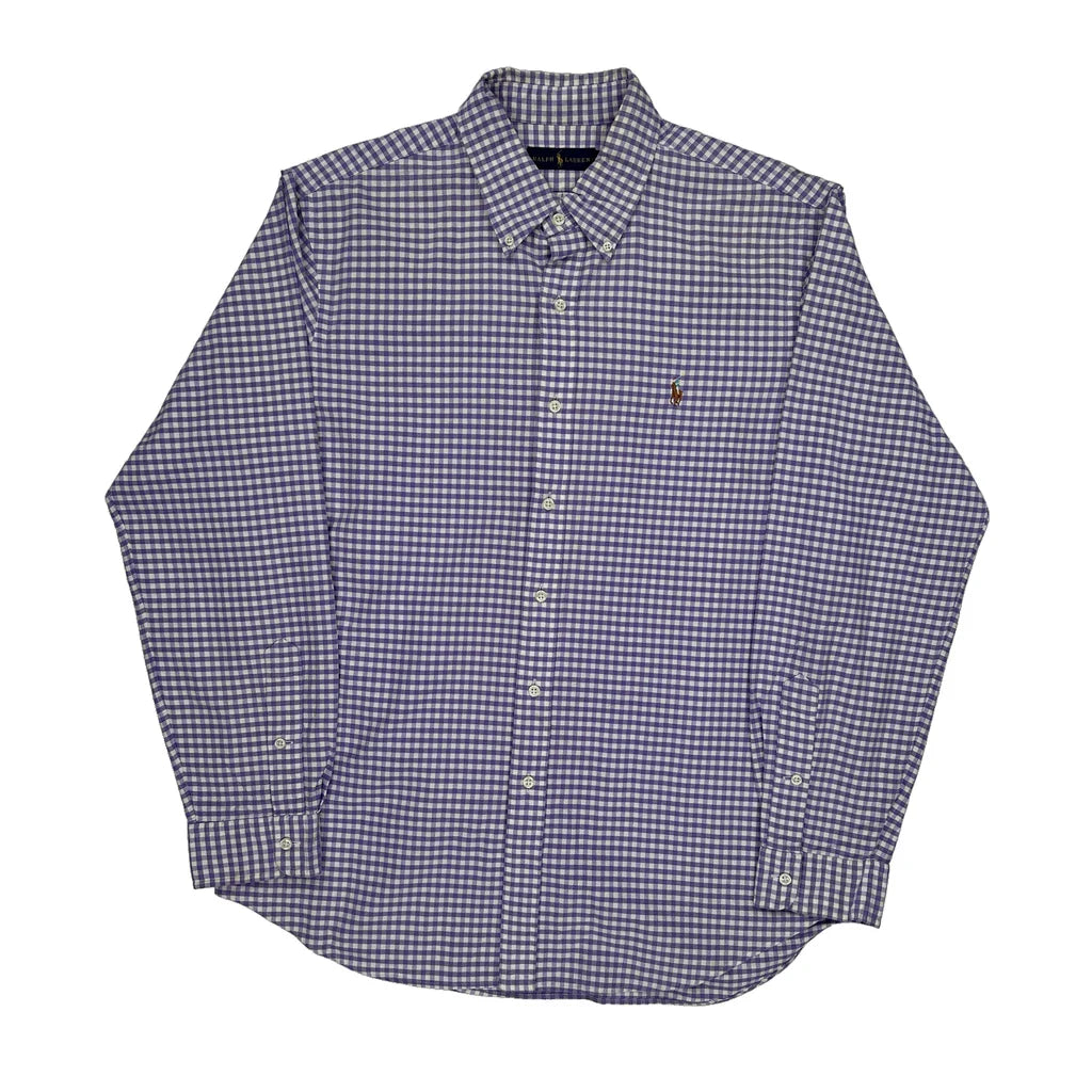Ralph Lauren Checked Shirt - Large Purple Cotton Refurbished - Thrifted (note: this is a term often used to describe second- refurbished available on Cerqular