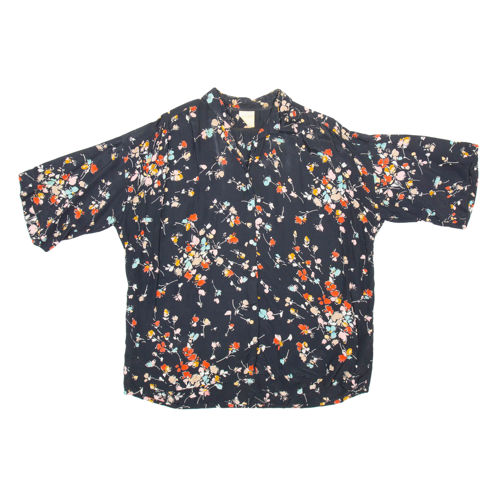 Womens Printed Shirt Black Collared Floral M Refurbished - N/A refurbished available on Cerqular