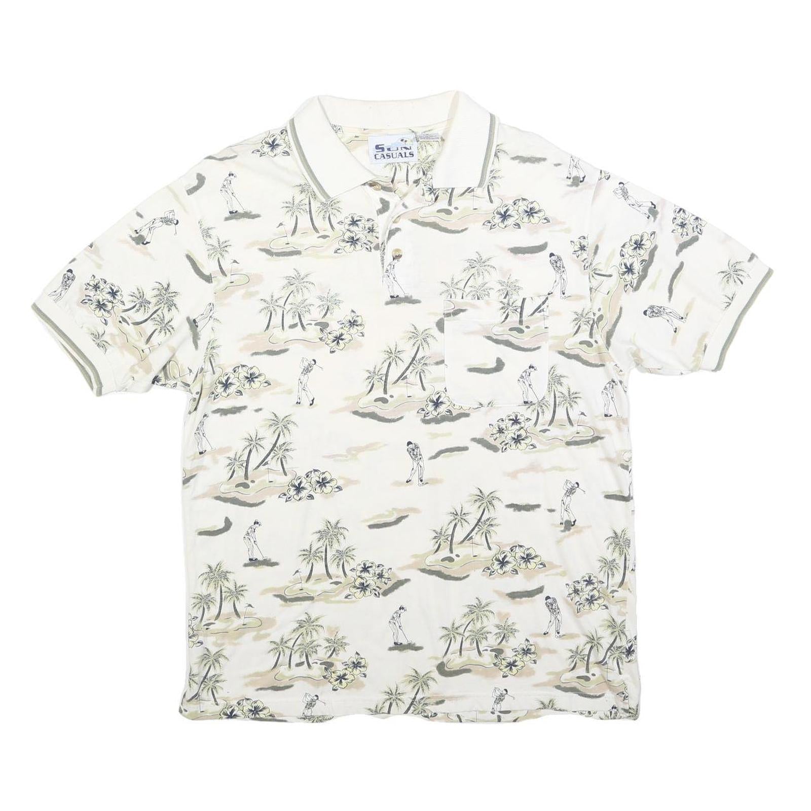 Buy SUN CASUALS Mens White Golf Scene Print Short Sleeve Polo Shirt M Casual Refurbished - $12.99 SUN CASUALS Mens White Golf Scene Print Short Sleeve Polo Shirt M Casual Refurbished - N/A refurbished available on Cerqular