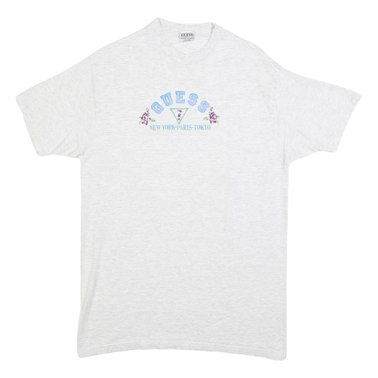 GUESS Womens White Cotton Blend Graphic T-Shirt One Size Short Sleeve Crew Neck Refurbished - N/A refurbished available on Cerqular