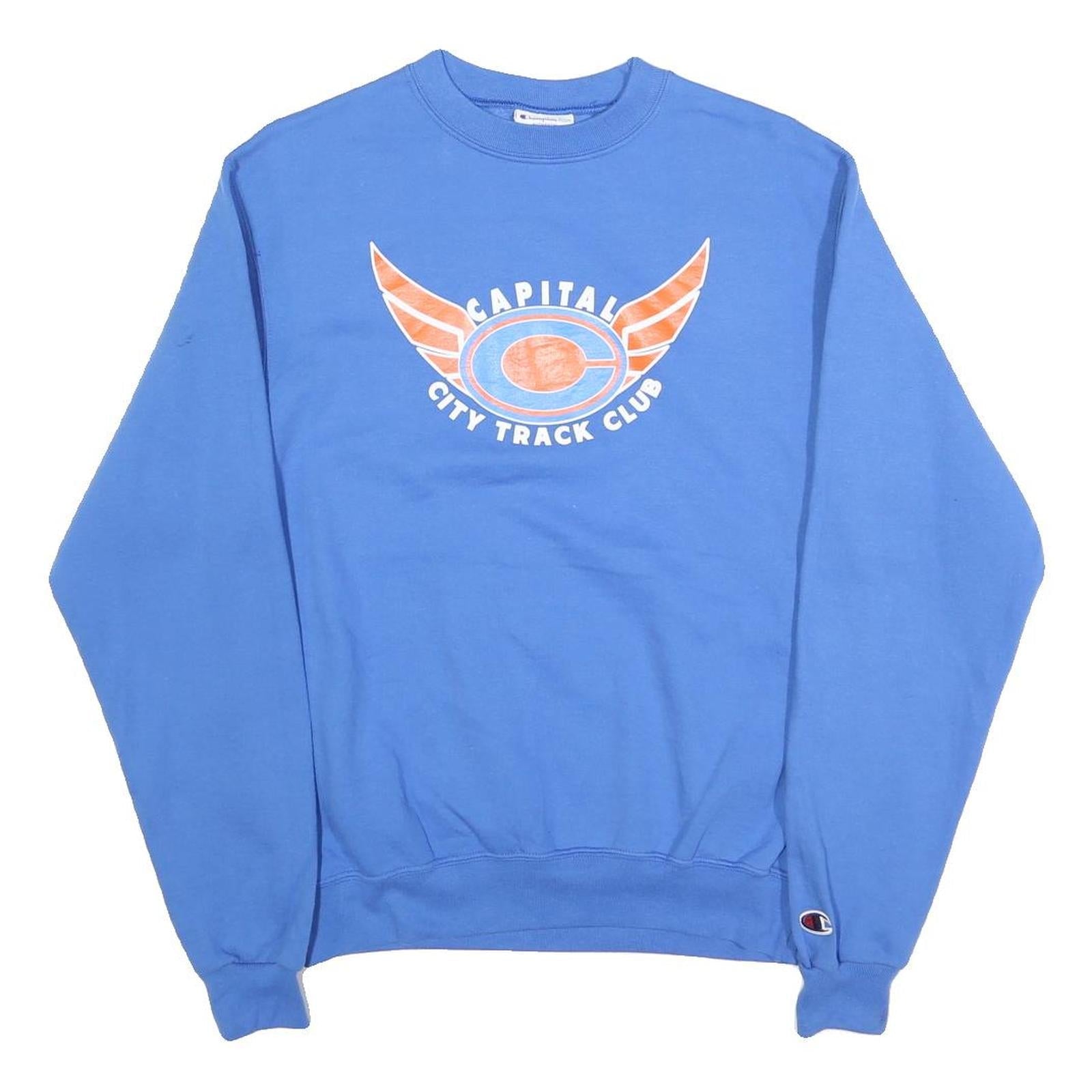 CHAMPION Mens Blue Capital City Track Club Crew Neck S Cotton Sweatshirt Refurbished - N/A refurbished available on Cerqular