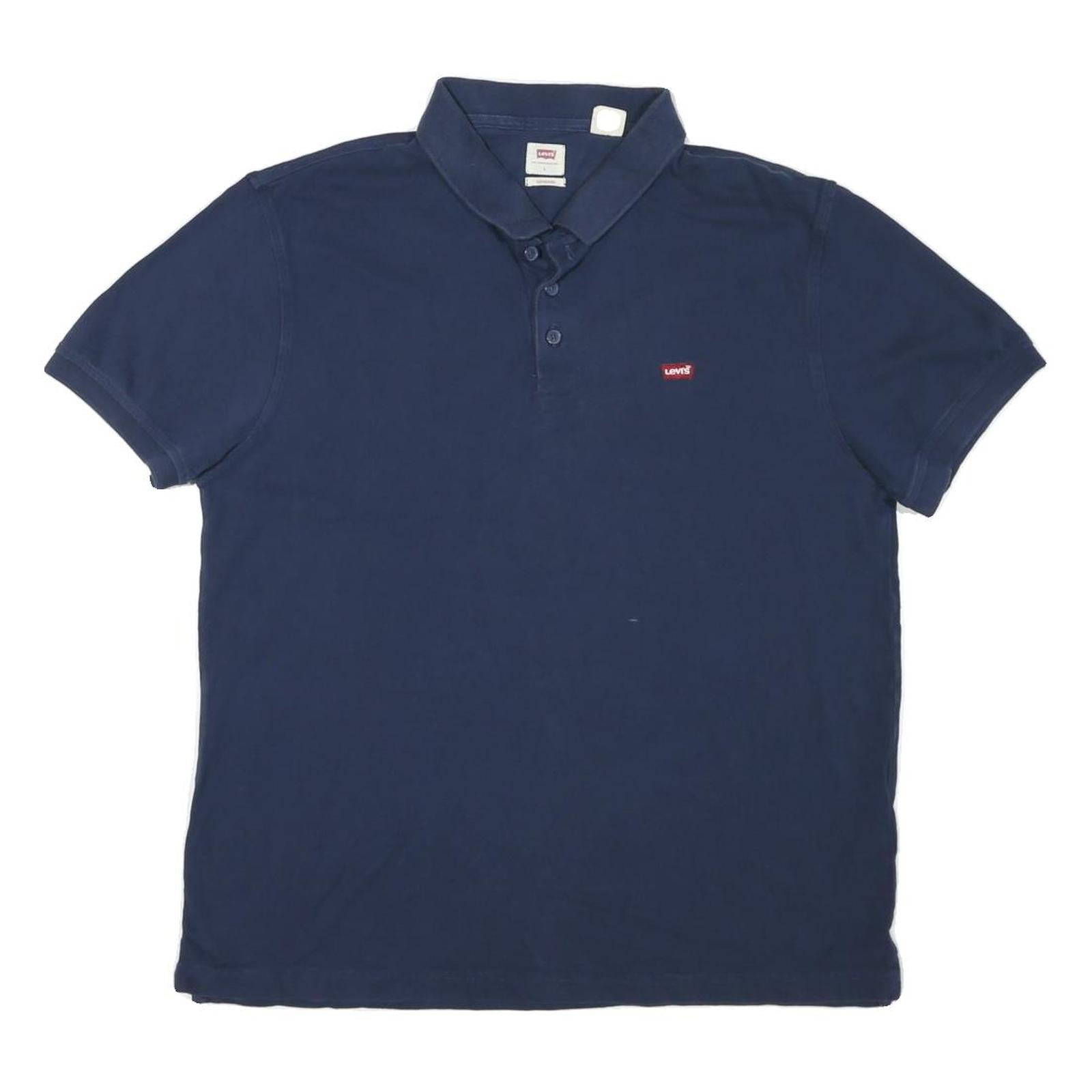 LEVI'S Mens Blue Short Sleeve Polo Shirt L Cotton Blend Casual Basic Refurbished - N/A refurbished available on Cerqular