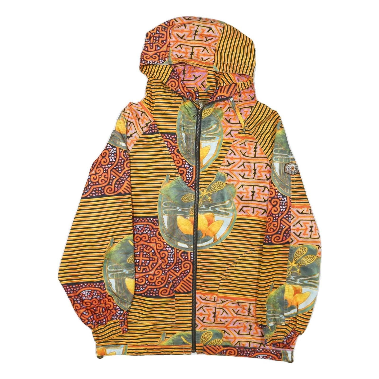 EMMEGI Womens Yellow & Orange Graphic Zip Hooded Jacket L Polyester Blend Refurbished - N/A refurbished available on Cerqular