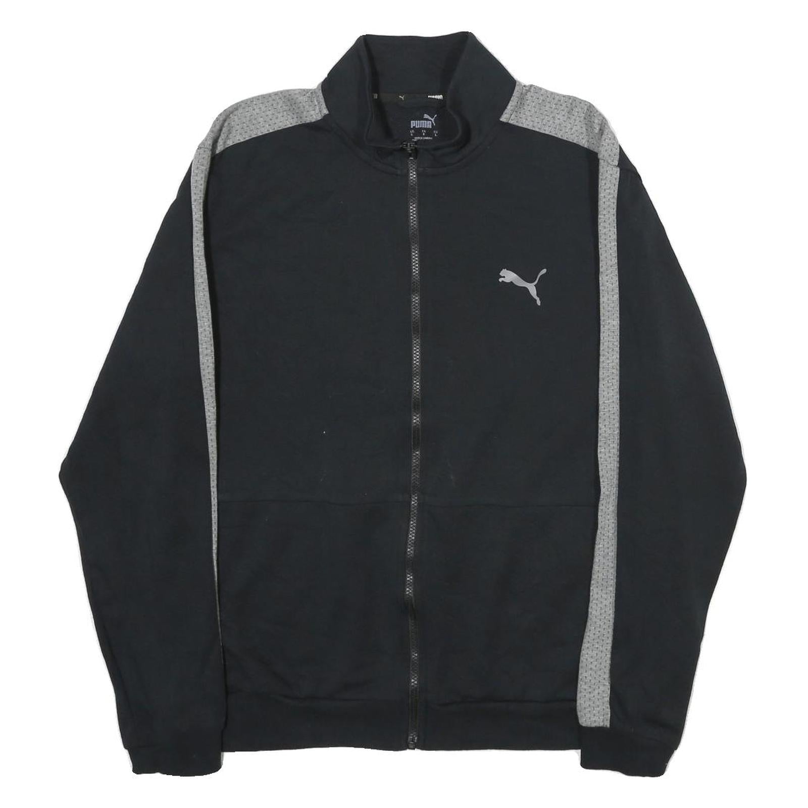 PUMA Mens Black & Grey Track Jacket L Cotton Stripe Side Zip Casual Sportswear Refurbished - N/A refurbished available on Cerqular