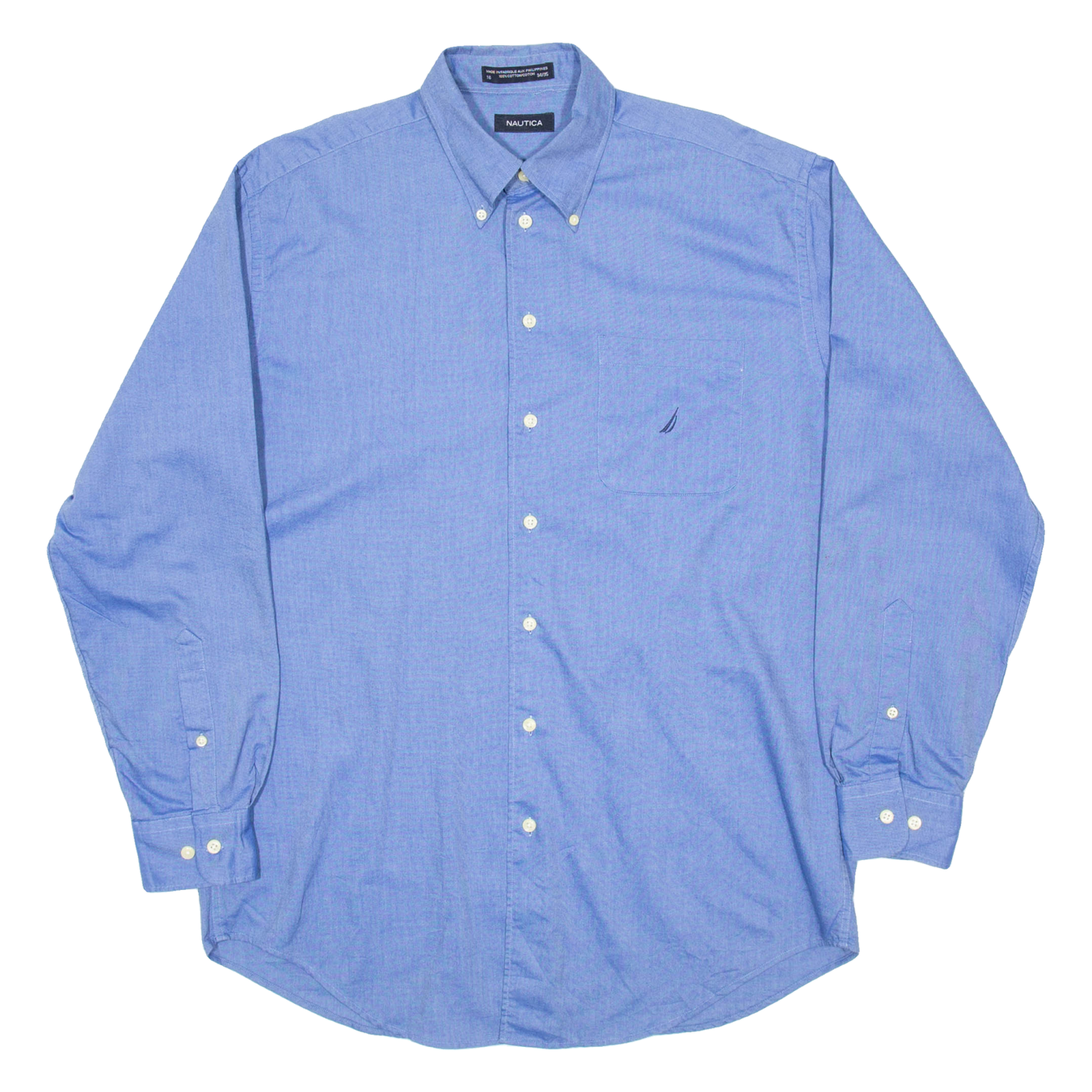NAUTICA Mens Plain Shirt Blue Long Sleeve L Refurbished - N/A refurbished available on Cerqular