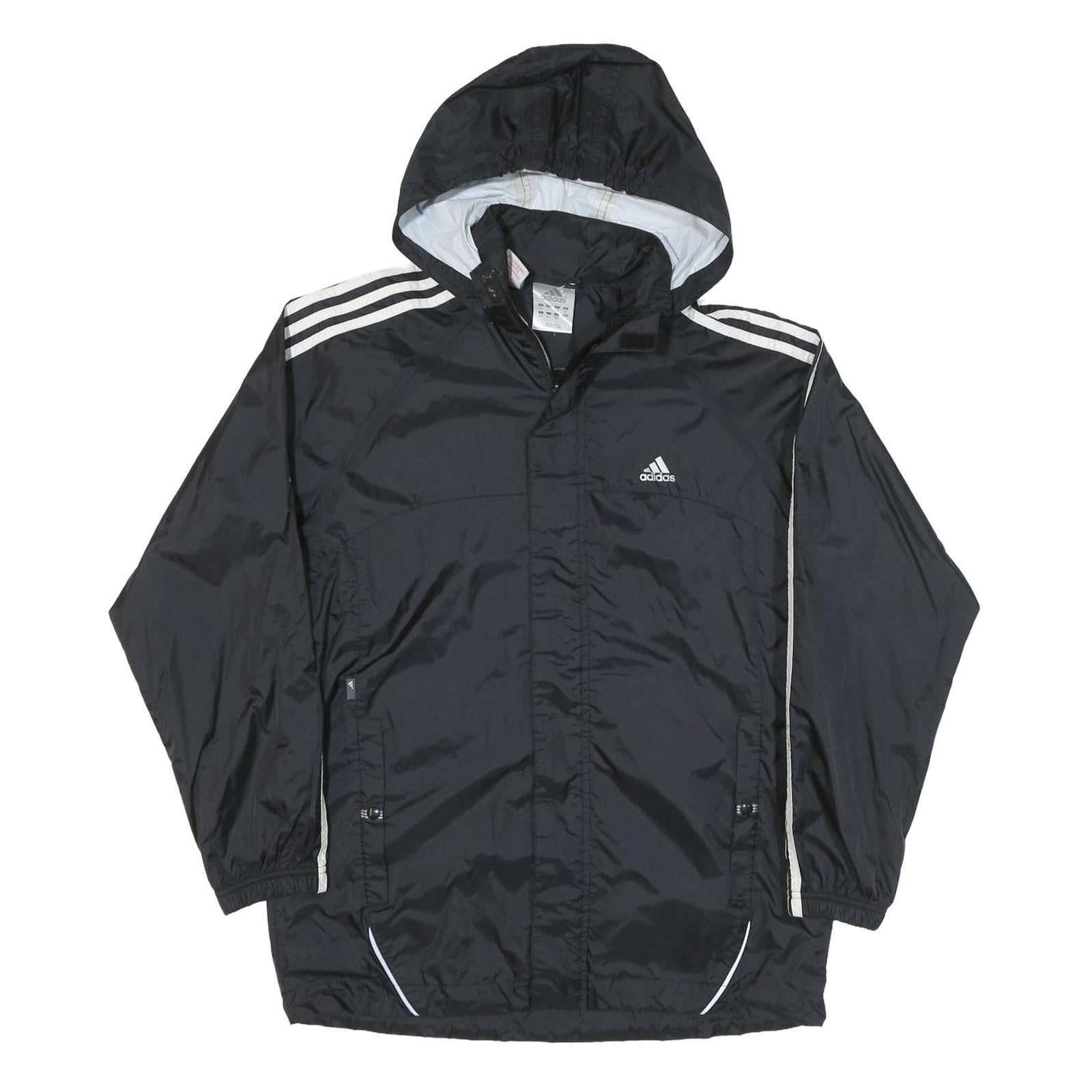 ADIDAS Mens Black White Hooded Zip Jacket L Polyester Blend Track Sports Refurbished - N/A refurbished available on Cerqular