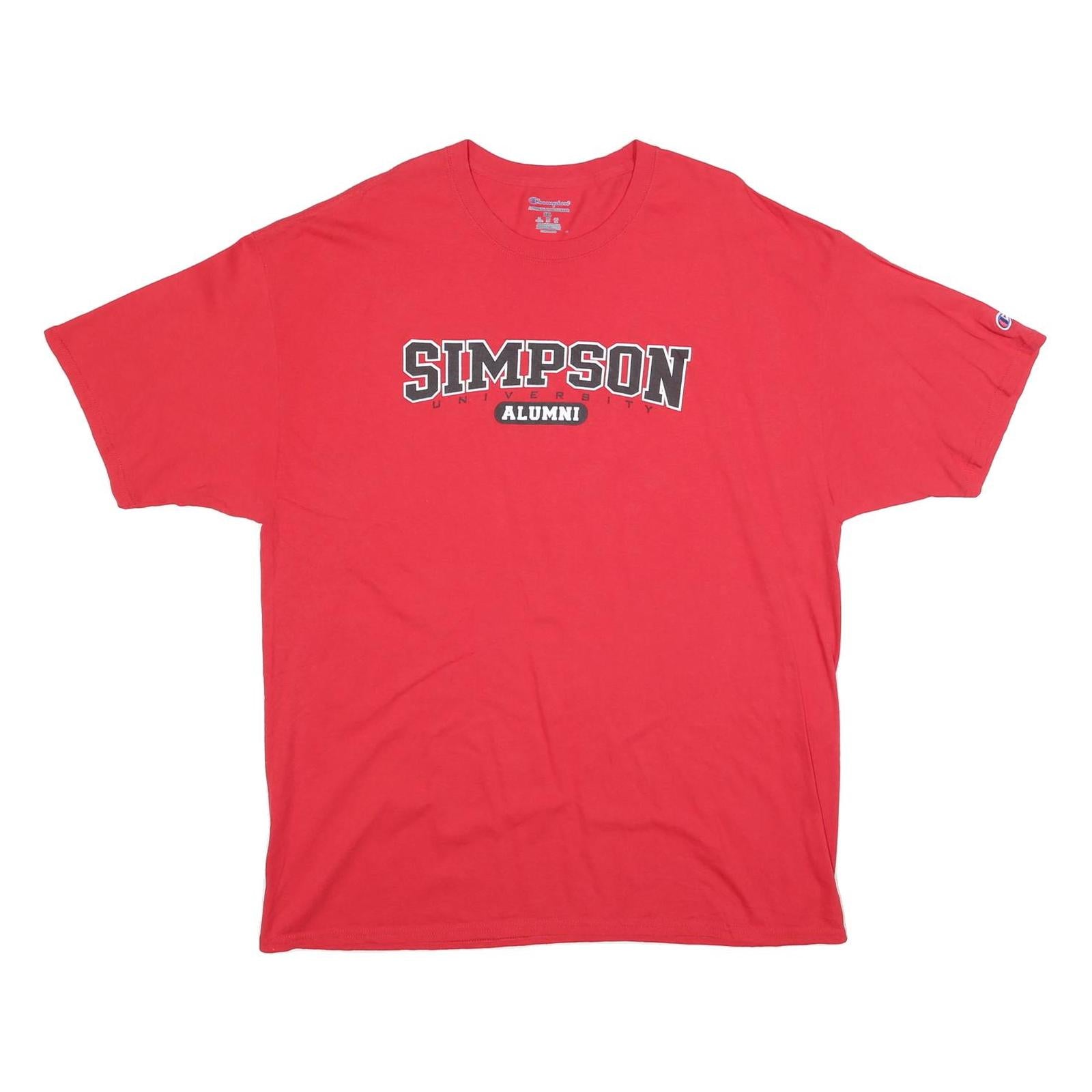 CHAMPION Mens Red Simpson Alumni Graphic T-Shirt 2XL Short Sleeve Crew Neck Refurbished - N/A refurbished available on Cerqular