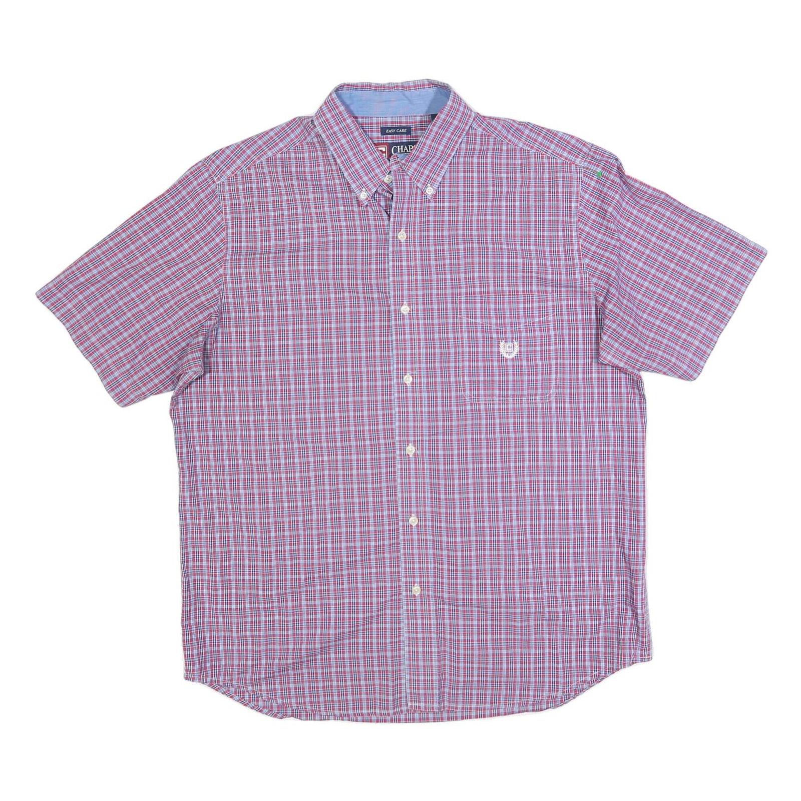 CHAPS Mens Red & Blue Checked Shirt L Casual Cotton Blend Short Sleeve Refurbished - N/A refurbished available on Cerqular