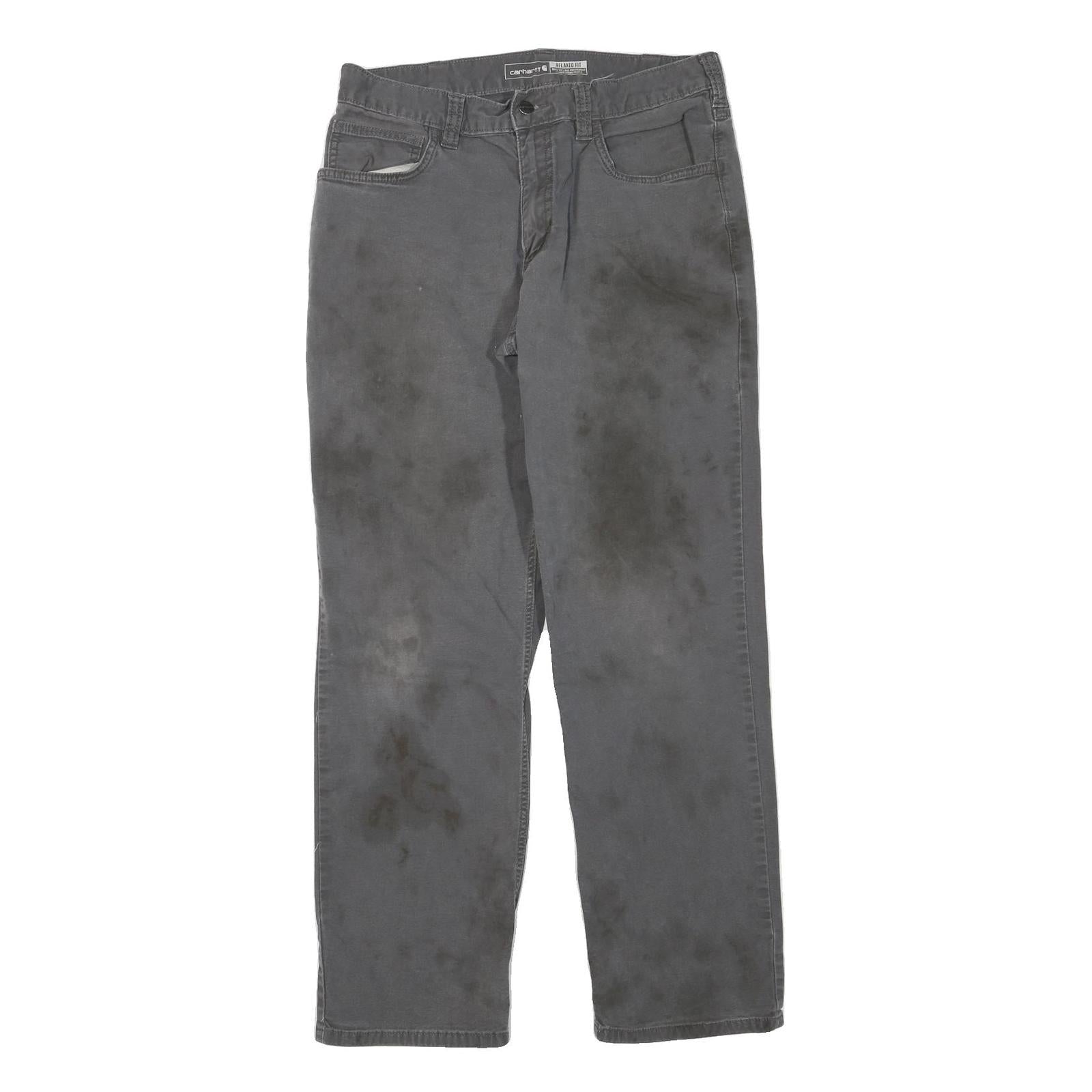 CARHARTT Mens Grey Regular Fit Straight Cotton Blend W32 L28 Workwear Zip Jeans Refurbished - N/A refurbished available on Cerqular