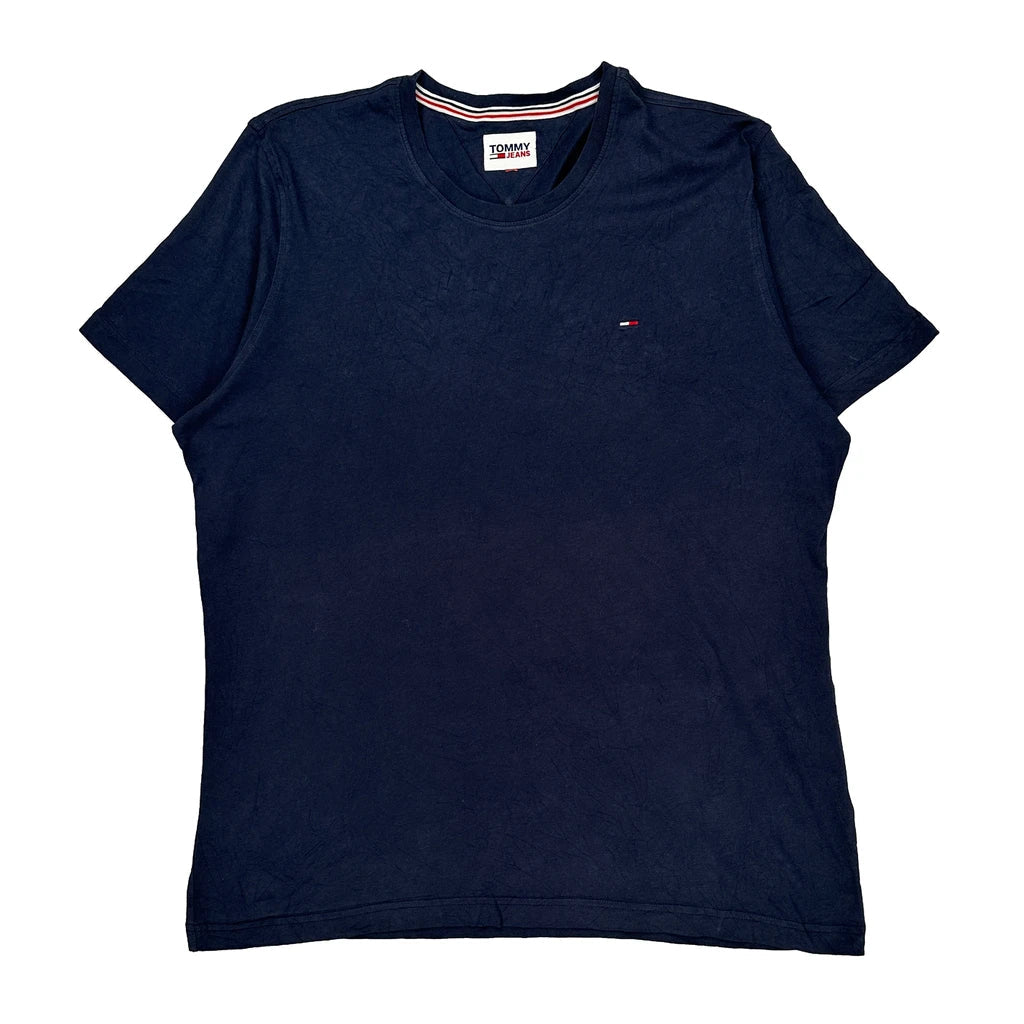 Buy Tommy Hilfiger T-Shirt - Large Navy Cotton Refurbished - $20.09 Tommy Hilfiger T-Shirt - Large Navy Cotton Refurbished - Thrifted (note: this is a term often used to describe second- refurbished available on Cerqular