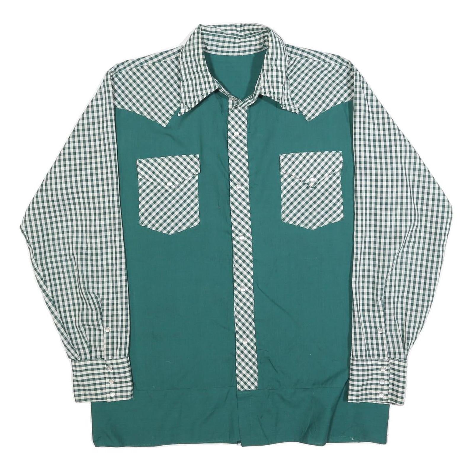 Buy Mens Green & White Check Pattern Cotton Blend Shirt L Long Sleeve Pocket Button Refurbished - $19.49 Mens Green & White Check Pattern Cotton Blend Shirt L Long Sleeve Pocket Button Refurbished - N/A refurbished available on Cerqular
