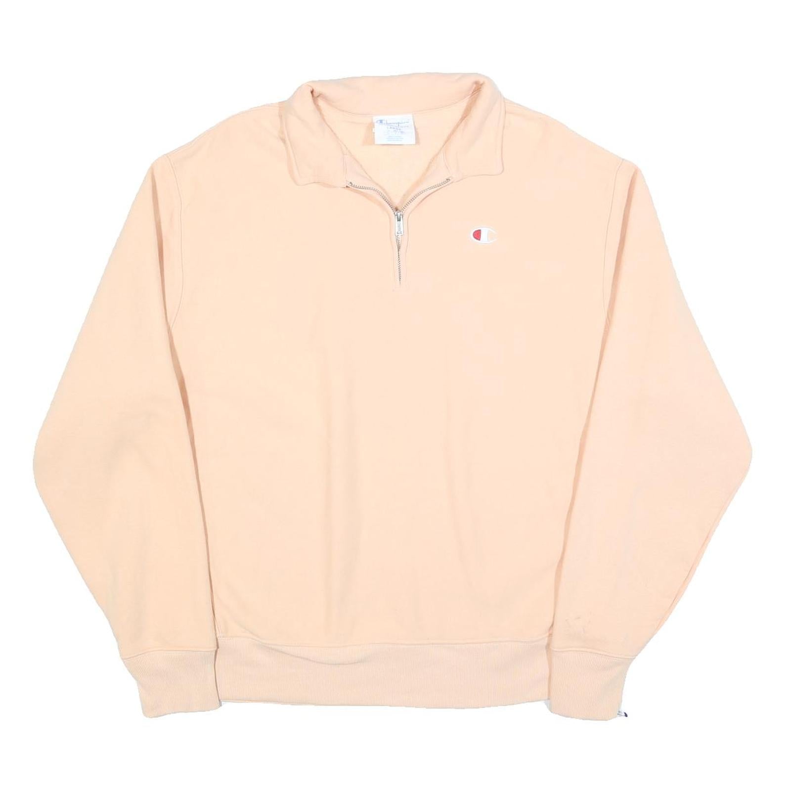 CHAMPION REVERSE WEAVE Mens Beige 1/4 Zip Sweatshirt L Pullover Cotton Casual Refurbished - N/A refurbished available on Cerqular