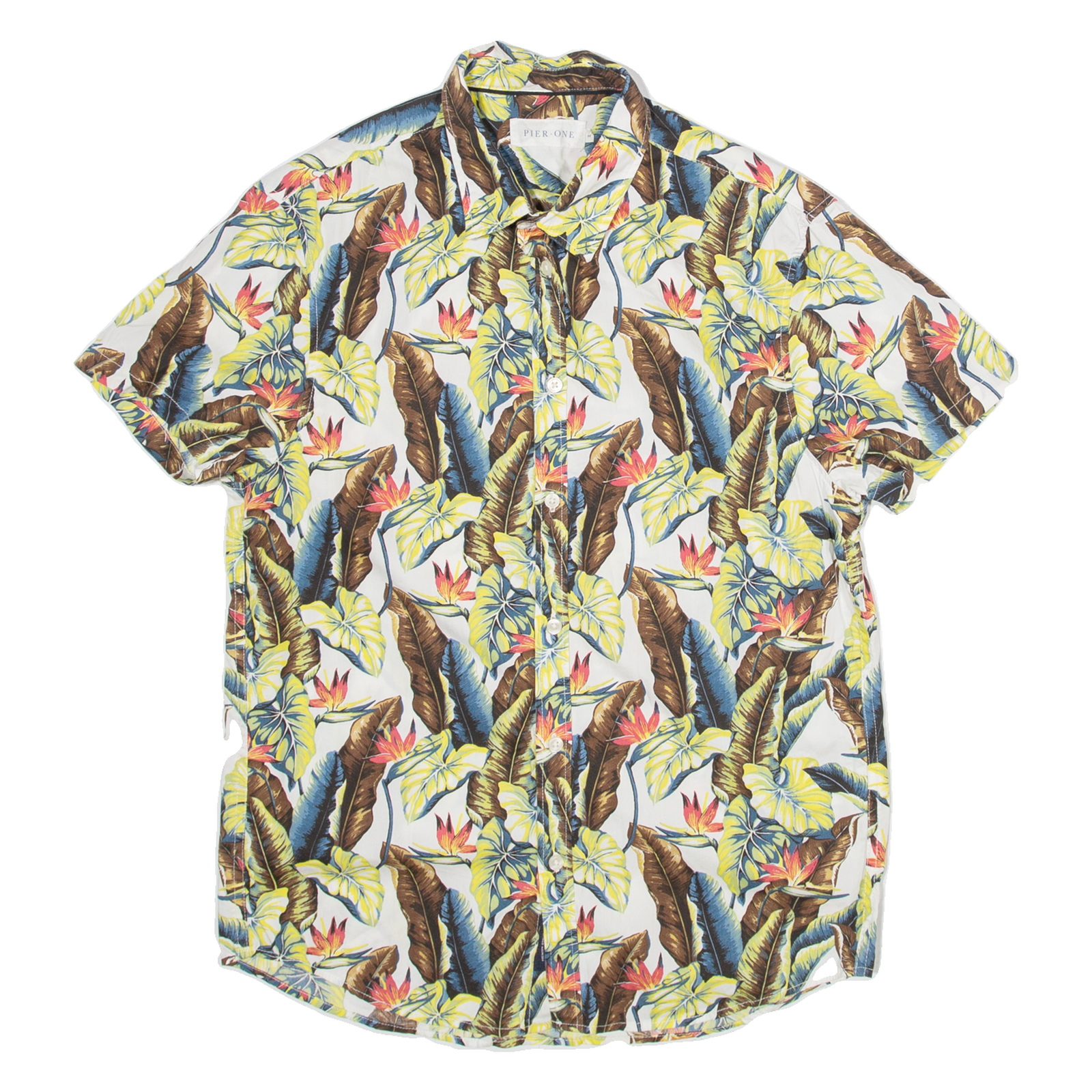PIER ONE Mens Hawaiian Shirt Brown Floral M Refurbished - N/A refurbished available on Cerqular