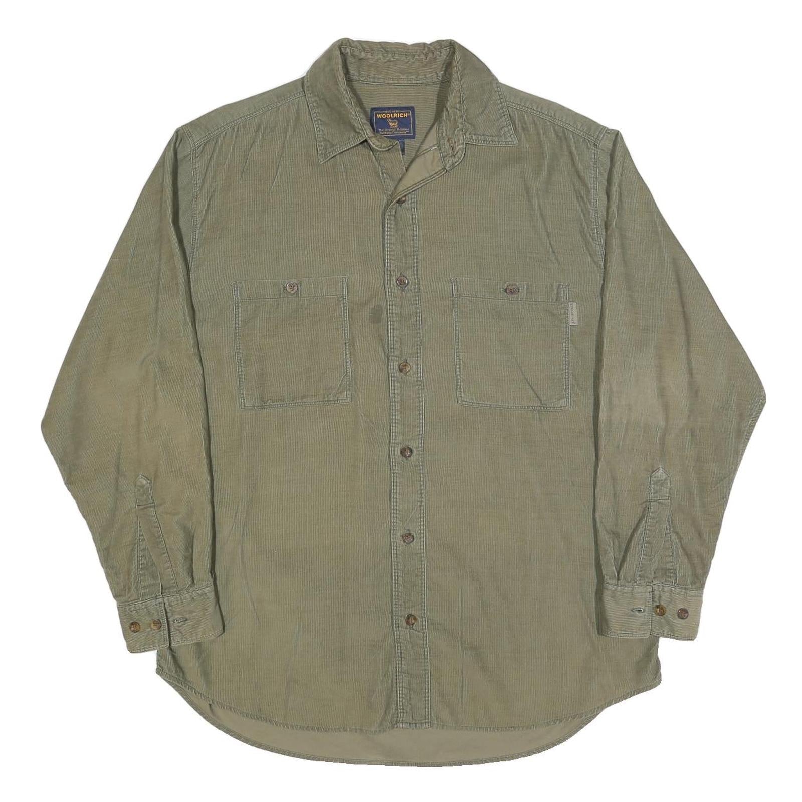 WOOLRICH Mens Green Plain Shirt L Cotton Blend Casual Button Down Long Sleeve Refurbished - N/A refurbished available on Cerqular