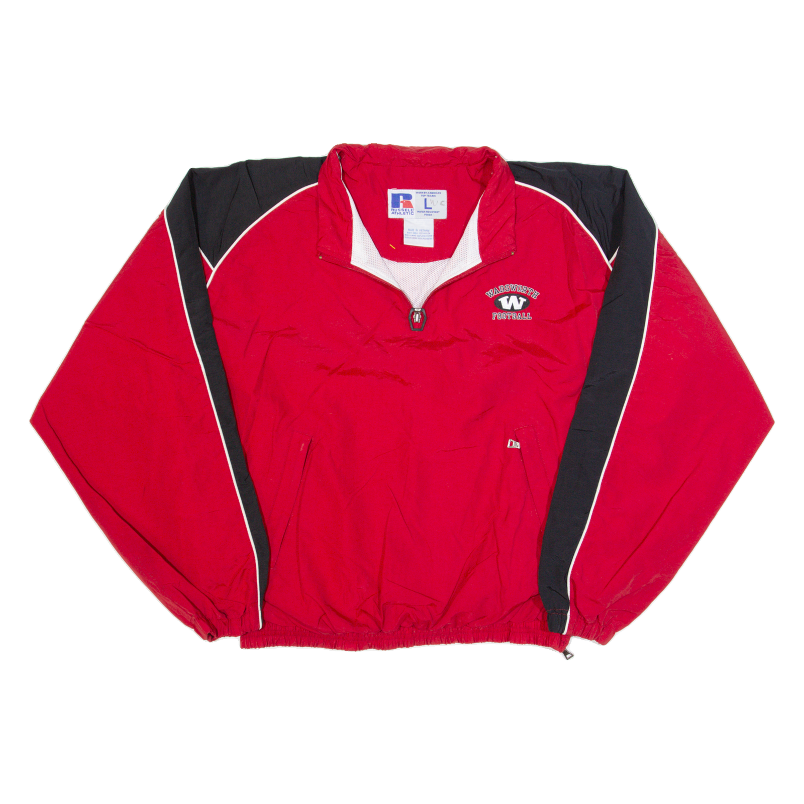 RUSSELL ATHLETIC Wadsworth Football Mens Pullover Jacket Red 90s USA L Refurbished - N/A refurbished available on Cerqular