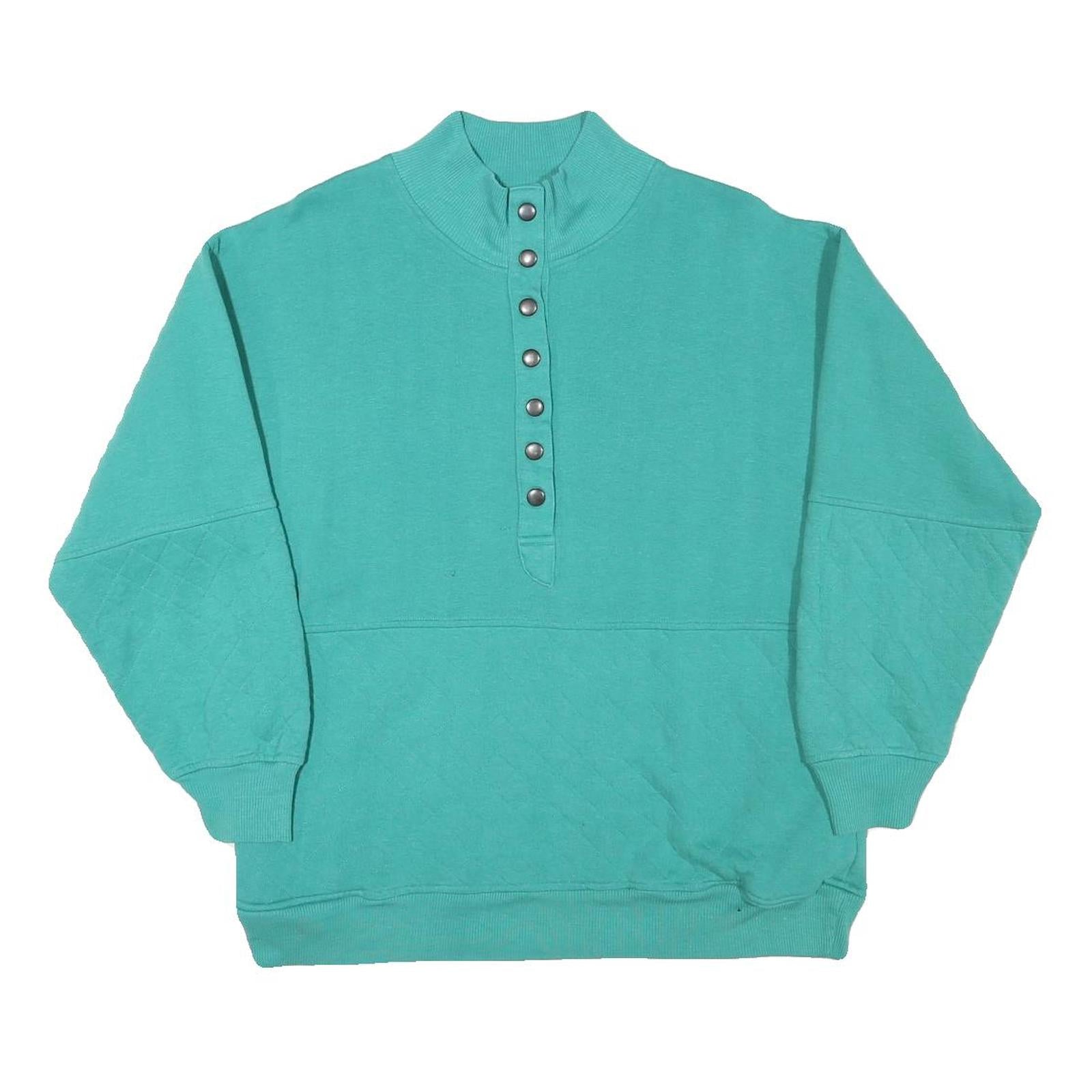 CHINA WEAR Mens Green Half Button Sweatshirt M Quilted Sleeve Detail Cotton Refurbished - N/A refurbished available on Cerqular