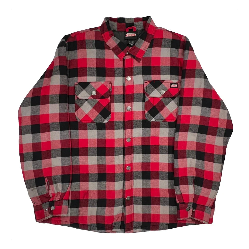 Dickies Checked Overshirt - 2XL Black Cotton Refurbished - Thrifted (note: this is a term often used to describe second- refurbished available on Cerqular