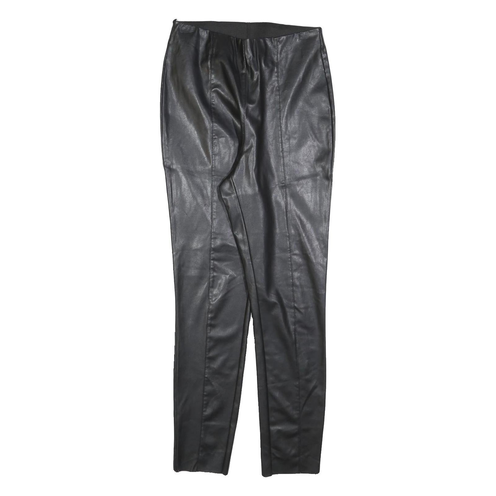 H&M Womens Black Slim Faux Leather Trousers W26 L28 Stylish Stretch Fit Refurbished - N/A refurbished available on Cerqular