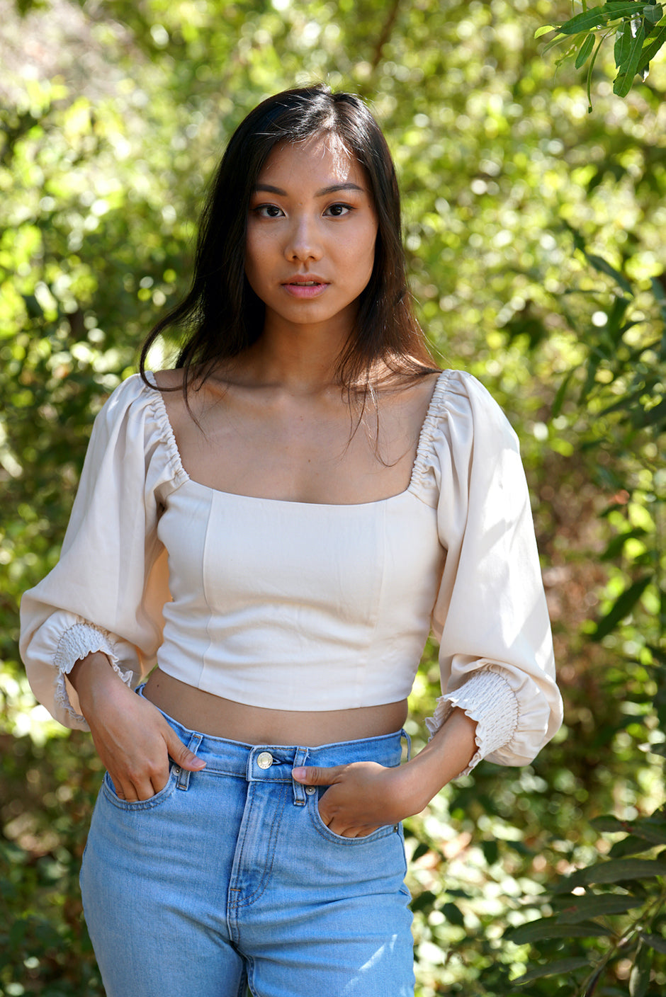 Liv Crop Top | Solid | Size: M | Color: Coconut Milk Refurbished - N/A (Paneros is not a known clothing brand. It is possible refurbished available on Cerqular