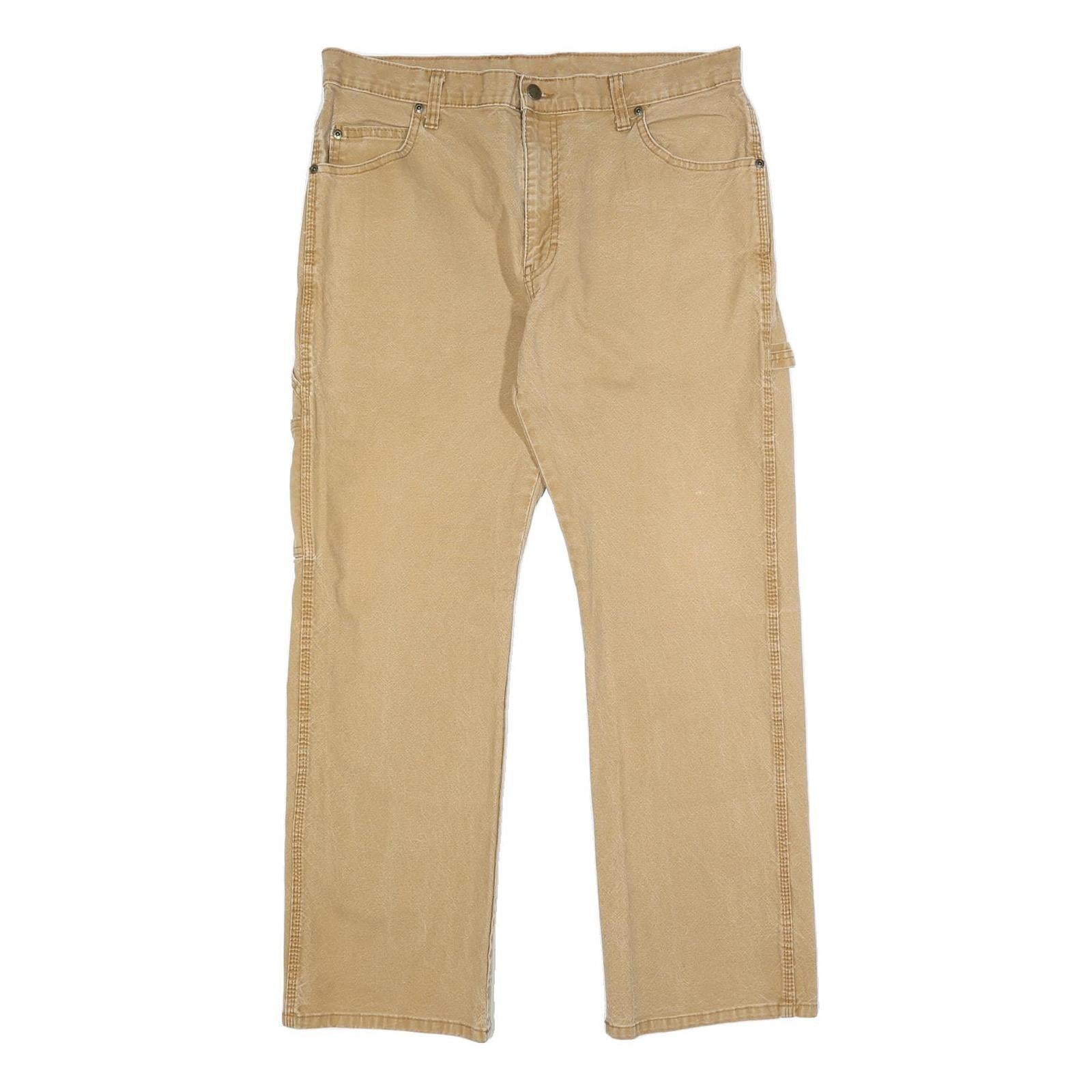 DICKIES Mens Cotton Blend Beige Regular Fit Straight Trousers W34 L30 Workwear Refurbished - N/A refurbished available on Cerqular