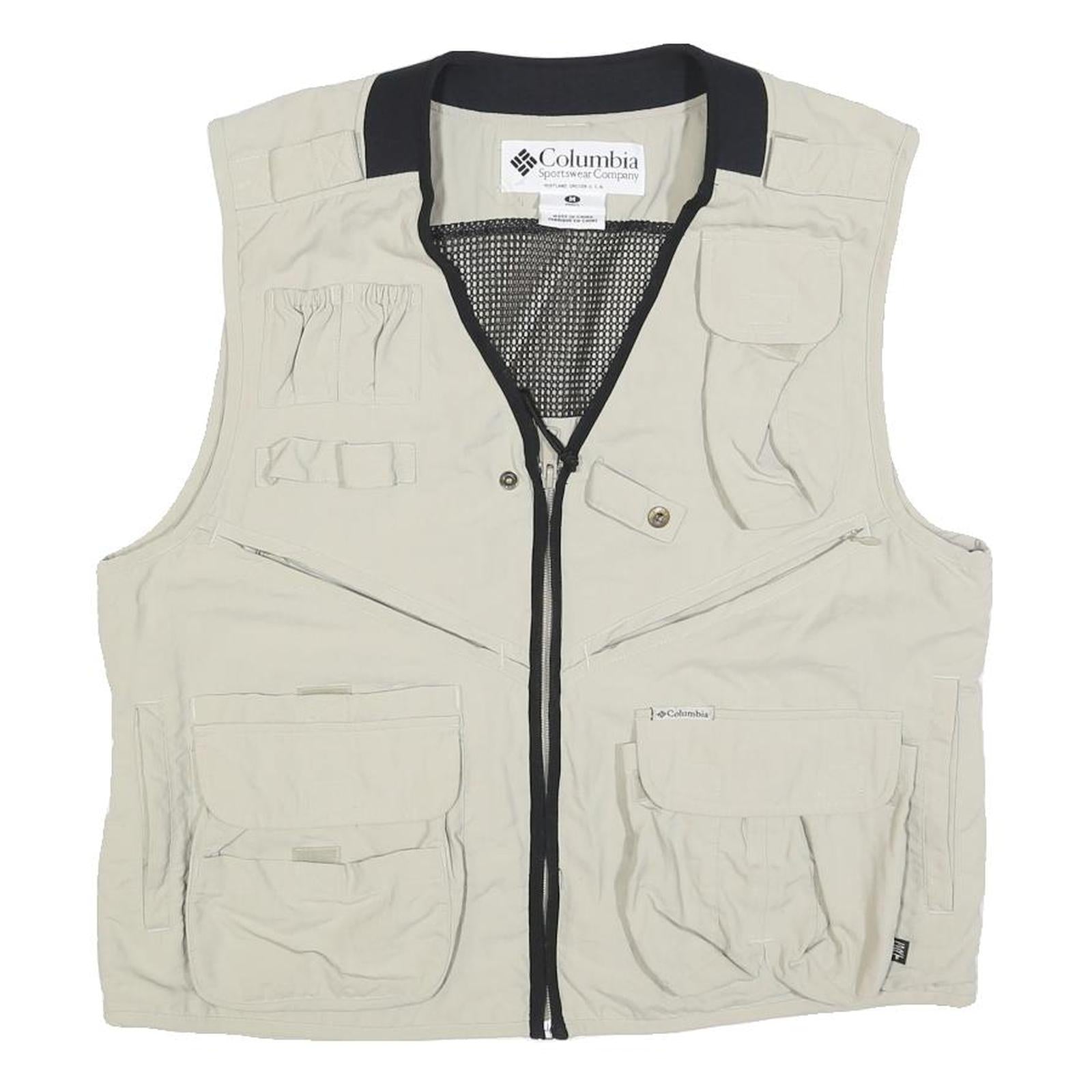 COLUMBIA Mens Beige Utility Zip Vest M Polyester Blend Outdoor Casual Refurbished - N/A refurbished available on Cerqular