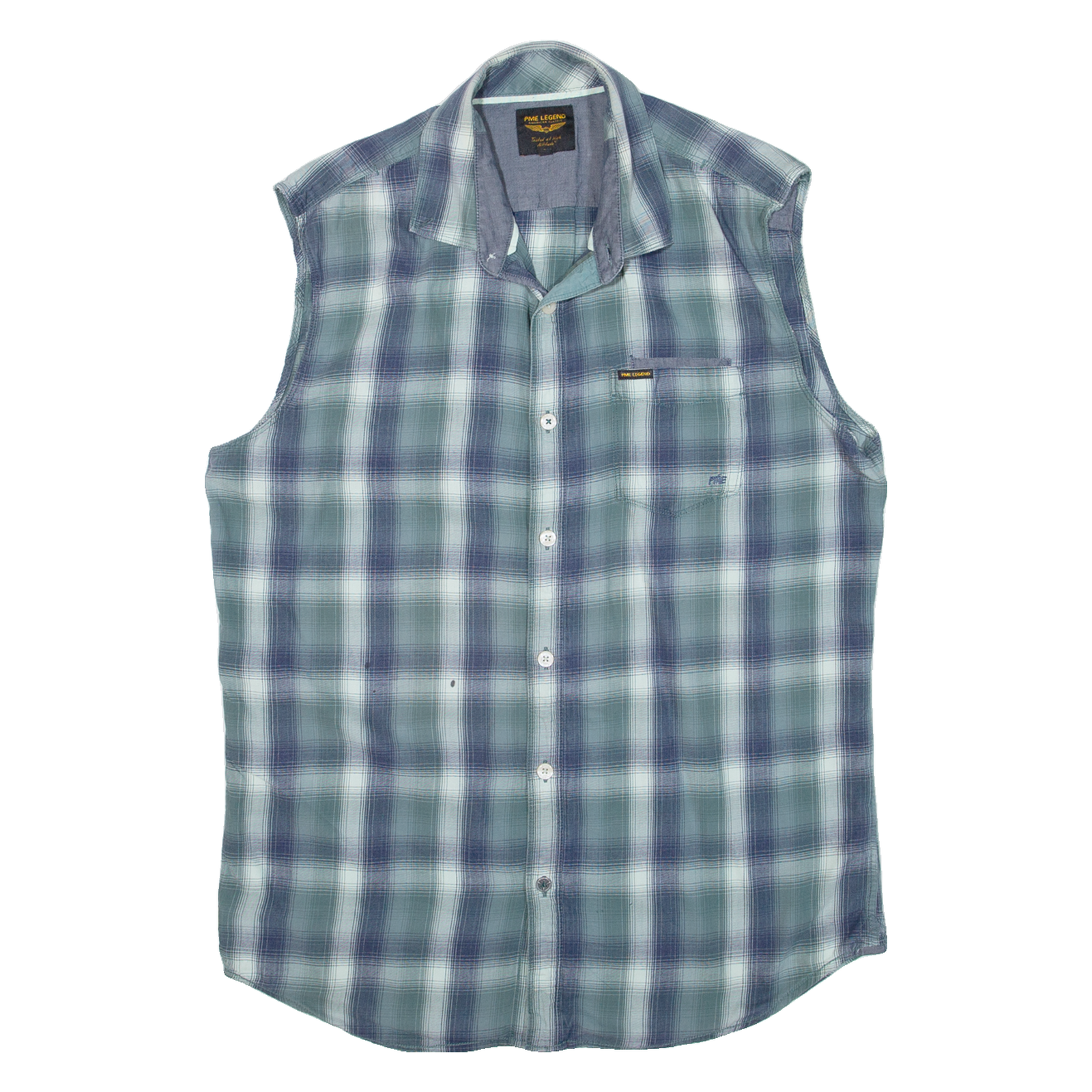 PME LEGEND Mens Shirt Green Check Sleeveless L Refurbished - N/A refurbished available on Cerqular