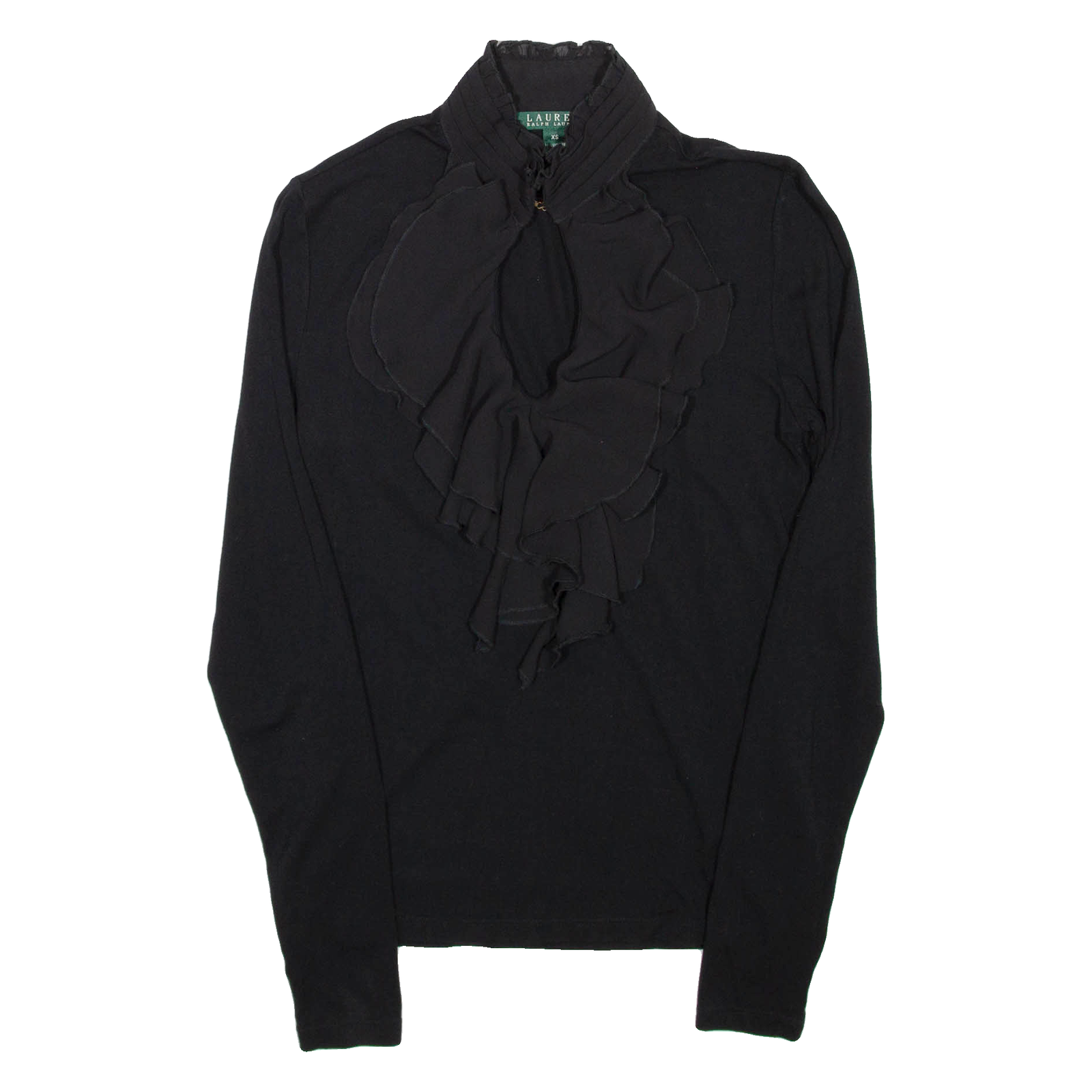 LAUREN RALPH LAUREN Womens Blouse Black High Neck Long Sleeve Viscose XS Refurbished - N/A refurbished available on Cerqular