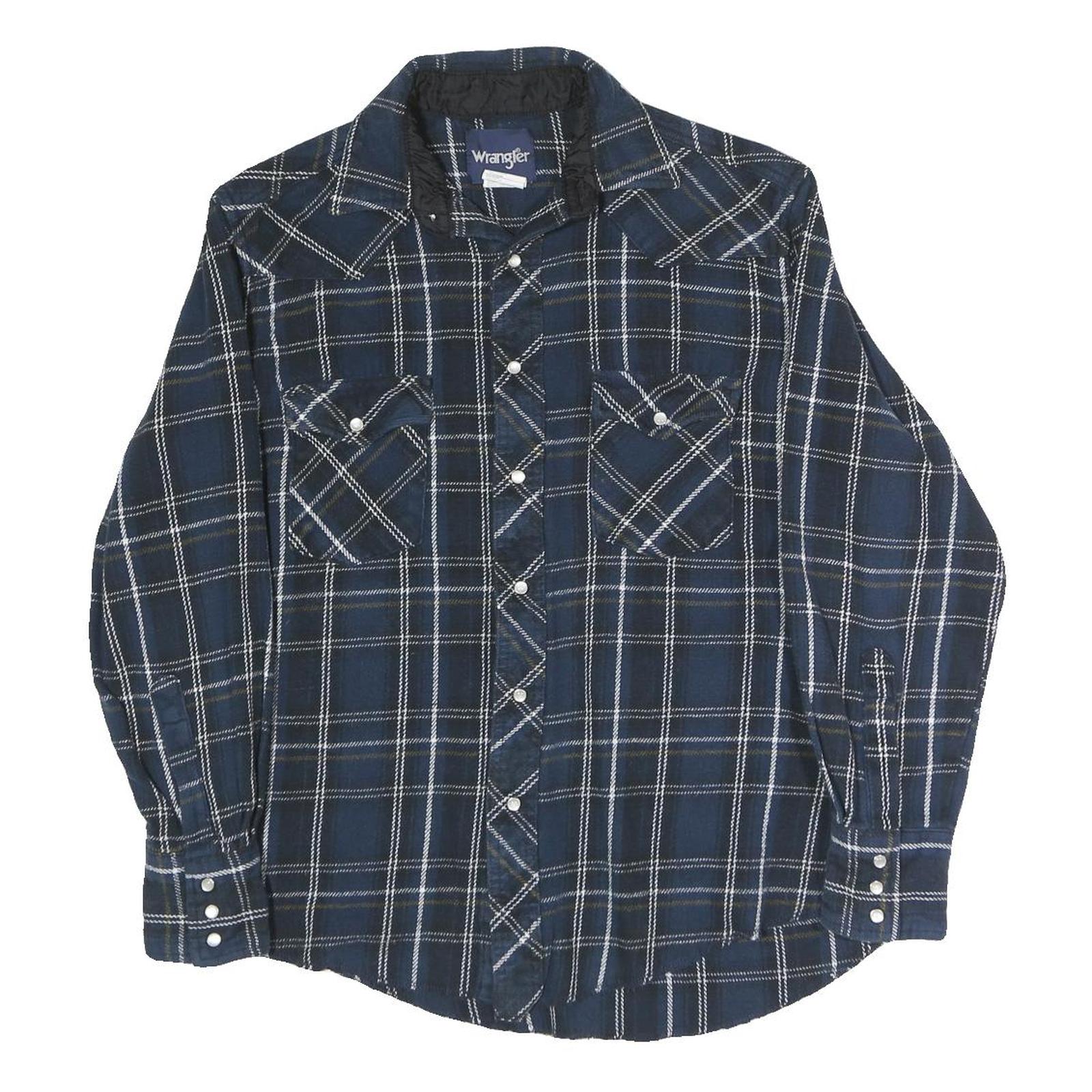 WRANGLER Womens Blue Shirt Plaid Cotton M Button Pocket Western Style Refurbished - N/A refurbished available on Cerqular