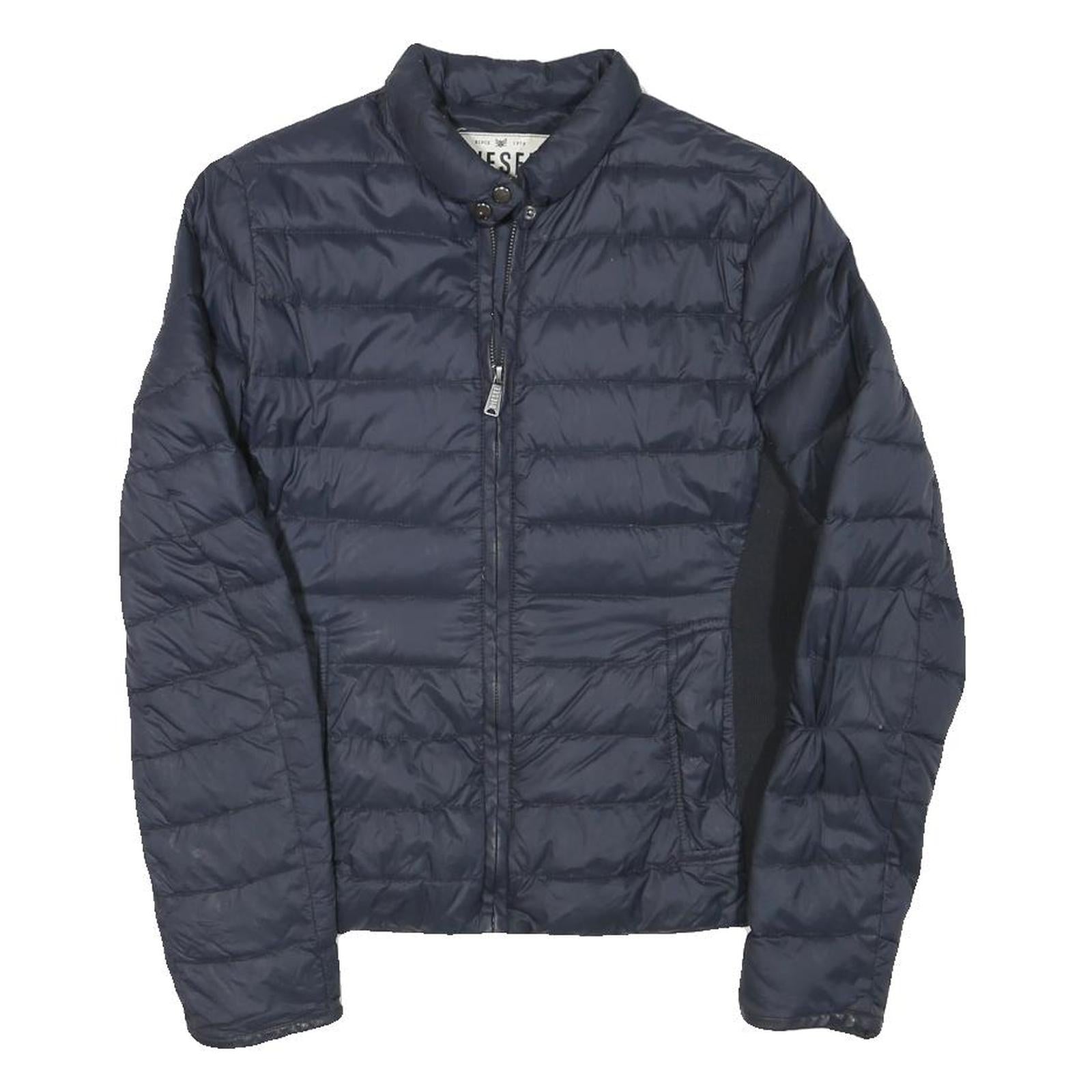 DIESEL Womens Navy Blue Jacket S Polyester Blend Puffer Zip Up Lightweight Refurbished - N/A refurbished available on Cerqular