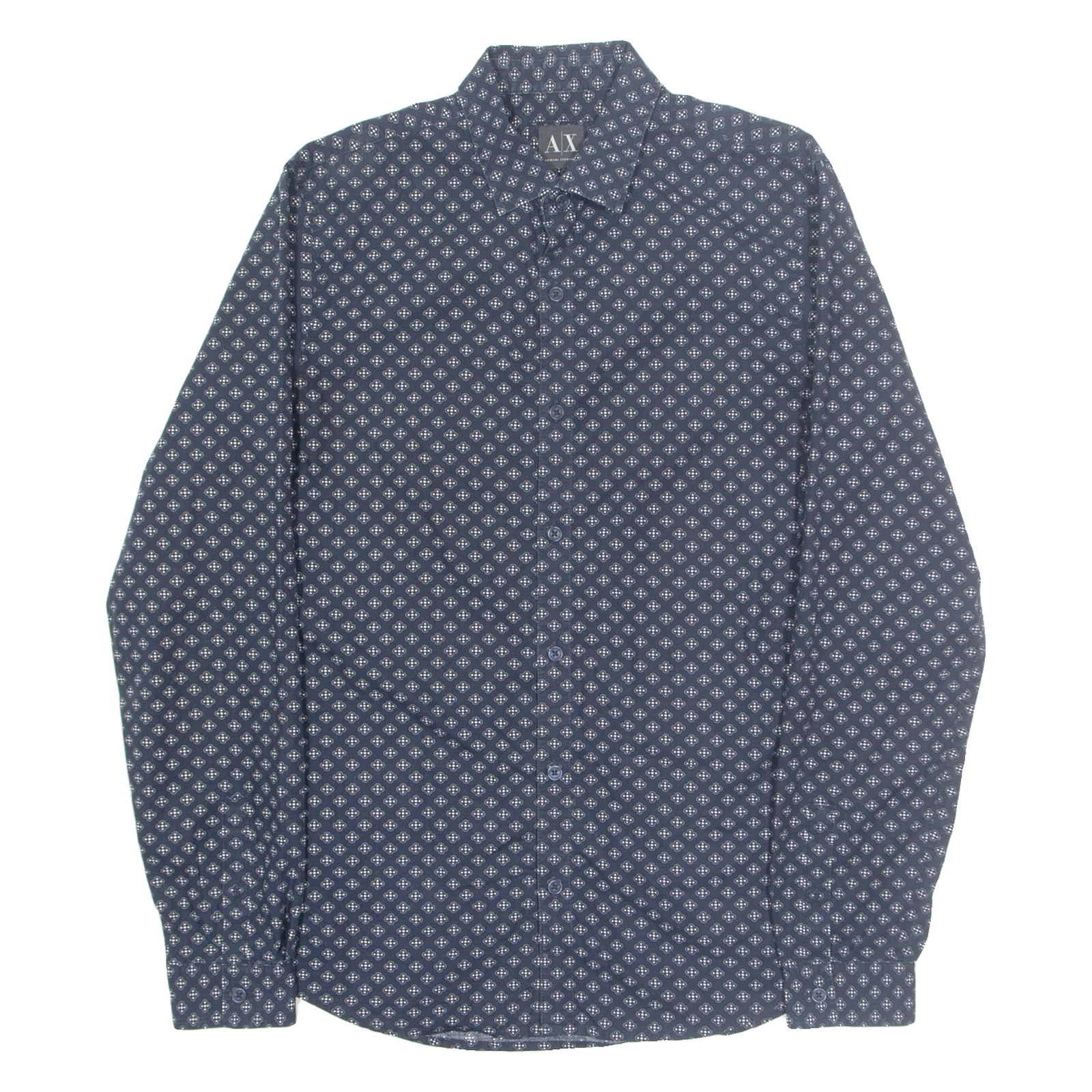 ARMANI EXCHANGE Mens Shirt Blue Crazy Pattern Long Sleeve S Refurbished - N/A refurbished available on Cerqular
