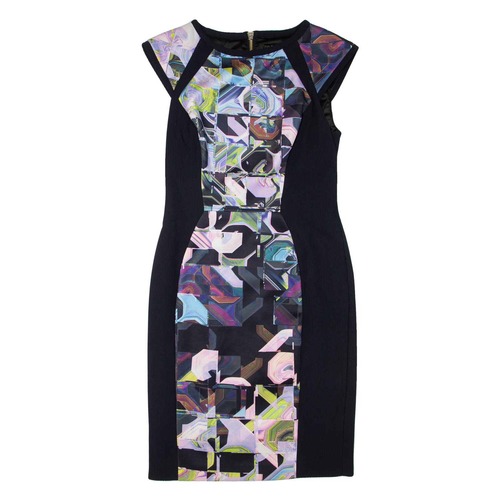 TED BAKER Womens Pencil Dress Black Crazy Pattern Short Sleeve Knee Length M Refurbished - N/A refurbished available on Cerqular