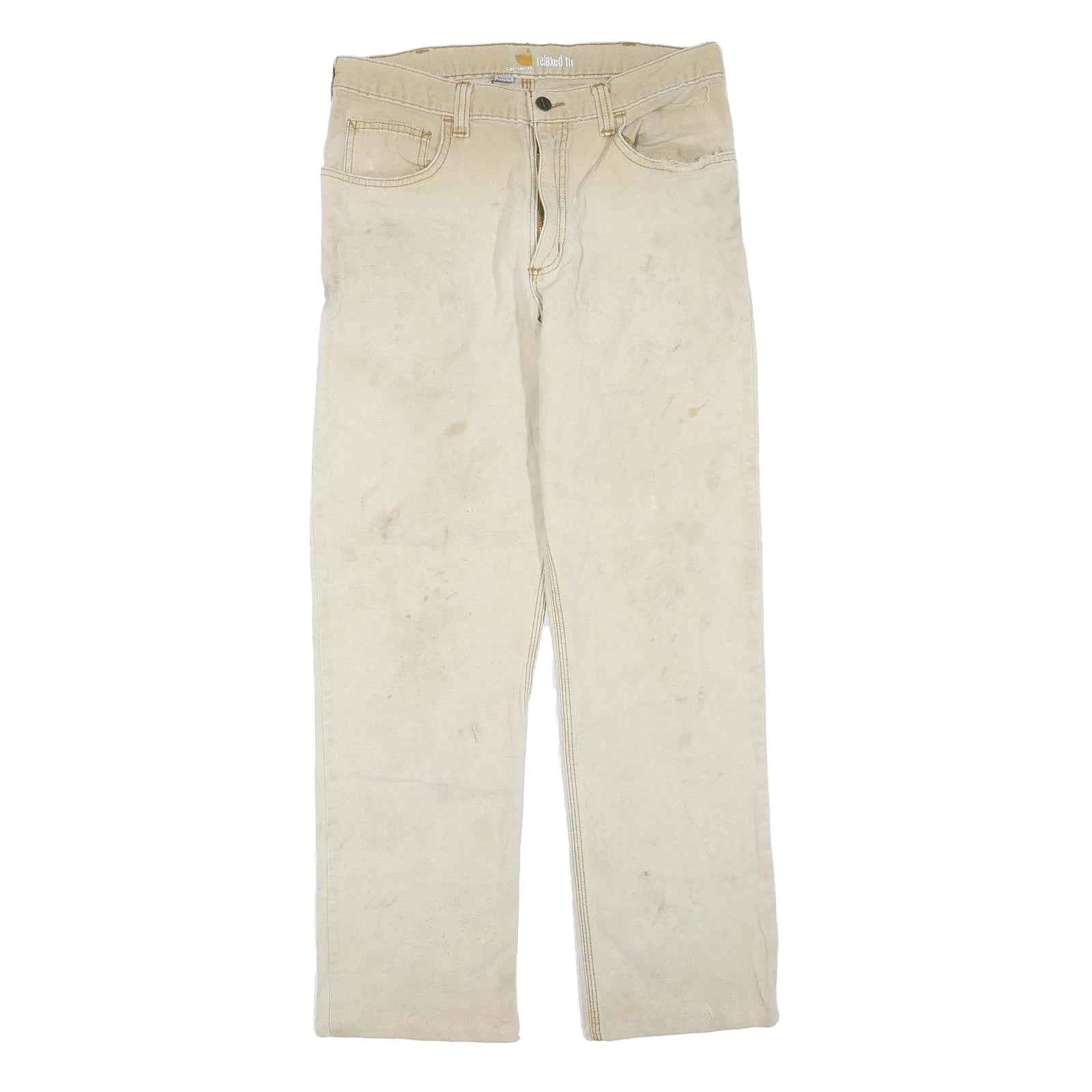 CARHARTT Mens Regular Beige Cotton Blend Straight Leg Trousers W32 L29 Workwear Refurbished - N/A refurbished available on Cerqular