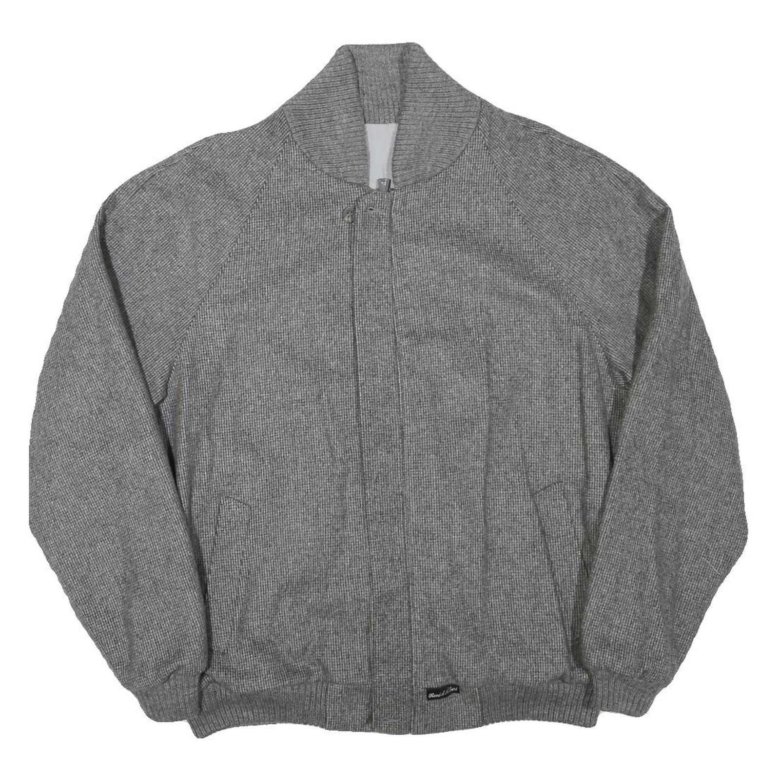RENE D'ALLERT Mens Grey Wool Blend Jacket L Woven Classic Zip Casual Outerwear Refurbished - N/A refurbished available on Cerqular