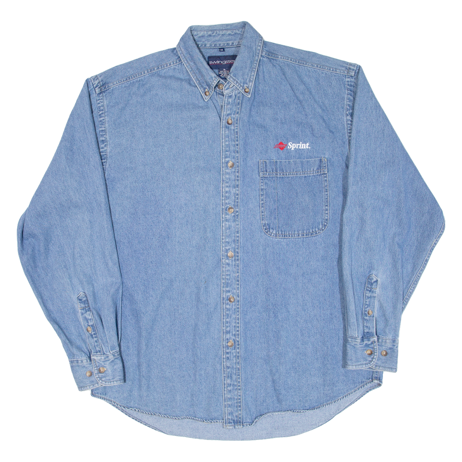 SWINGSTER Mens Denim Shirt Blue Long Sleeve M Refurbished - N/A refurbished available on Cerqular
