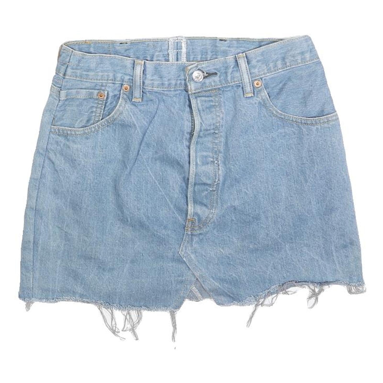 LEVI'S Womens Blue Denim Mini Skirt Woven Raw Hem S Cotton Blend Casual Refurbished - N/A refurbished available on Cerqular