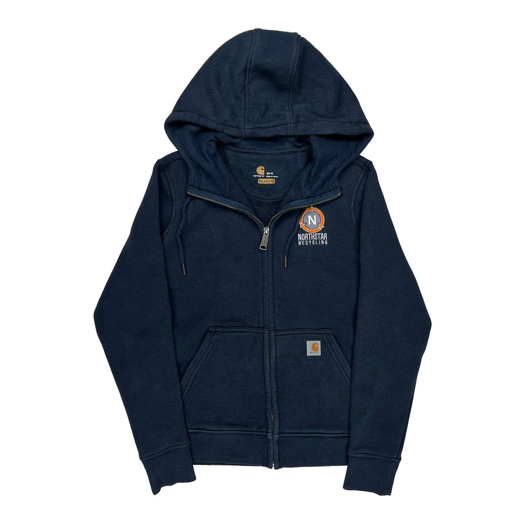 Northstar Recycling Logo Carhartt Hoodie - Small Navy Cotton Refurbished - Thrifted (note: this is a term often used to describe second- refurbished available on Cerqular