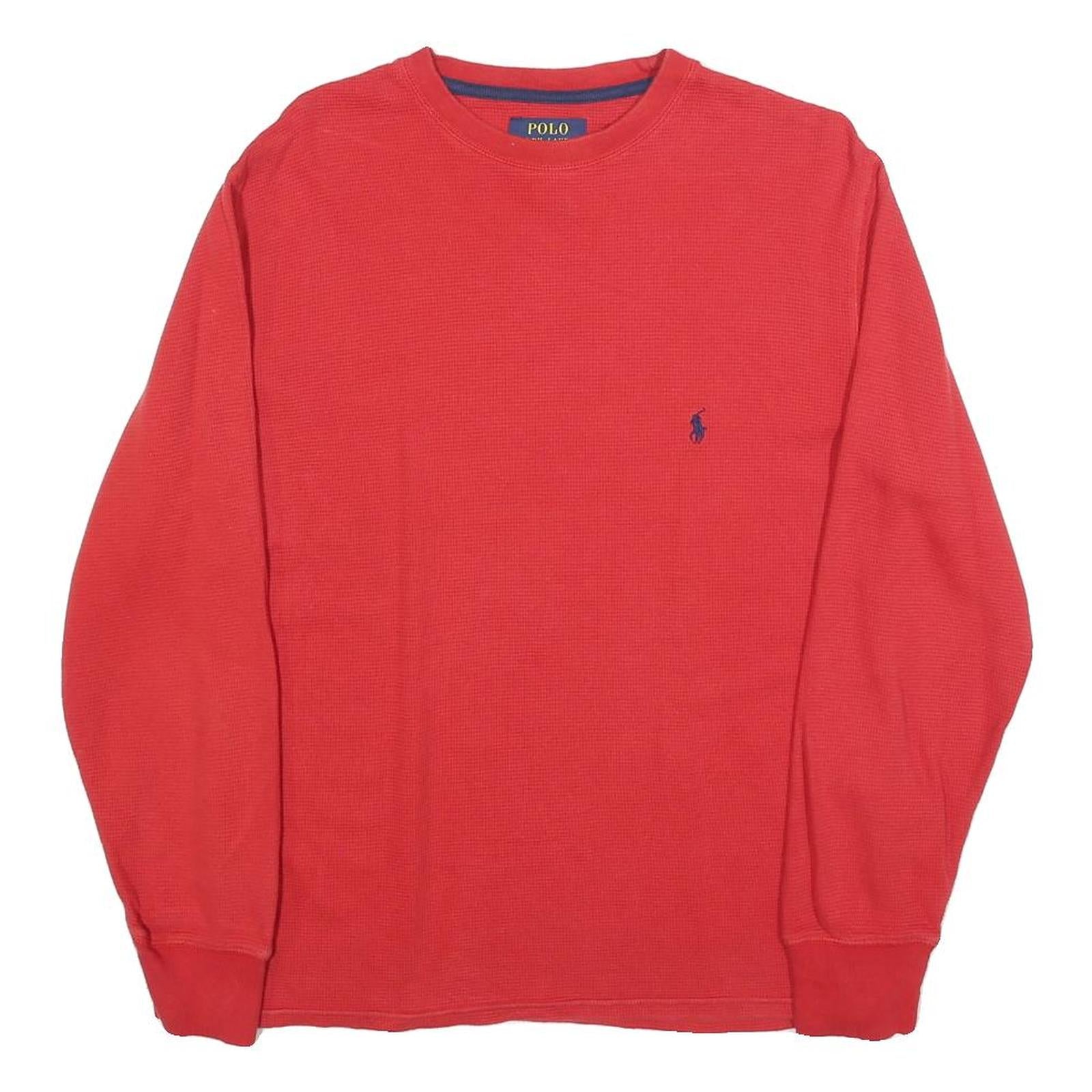 POLO RALPH LAUREN Mens Red & Navy Logo Long Sleeve Crew Neck T-Shirt M Cotton Refurbished - N/A refurbished available on Cerqular
