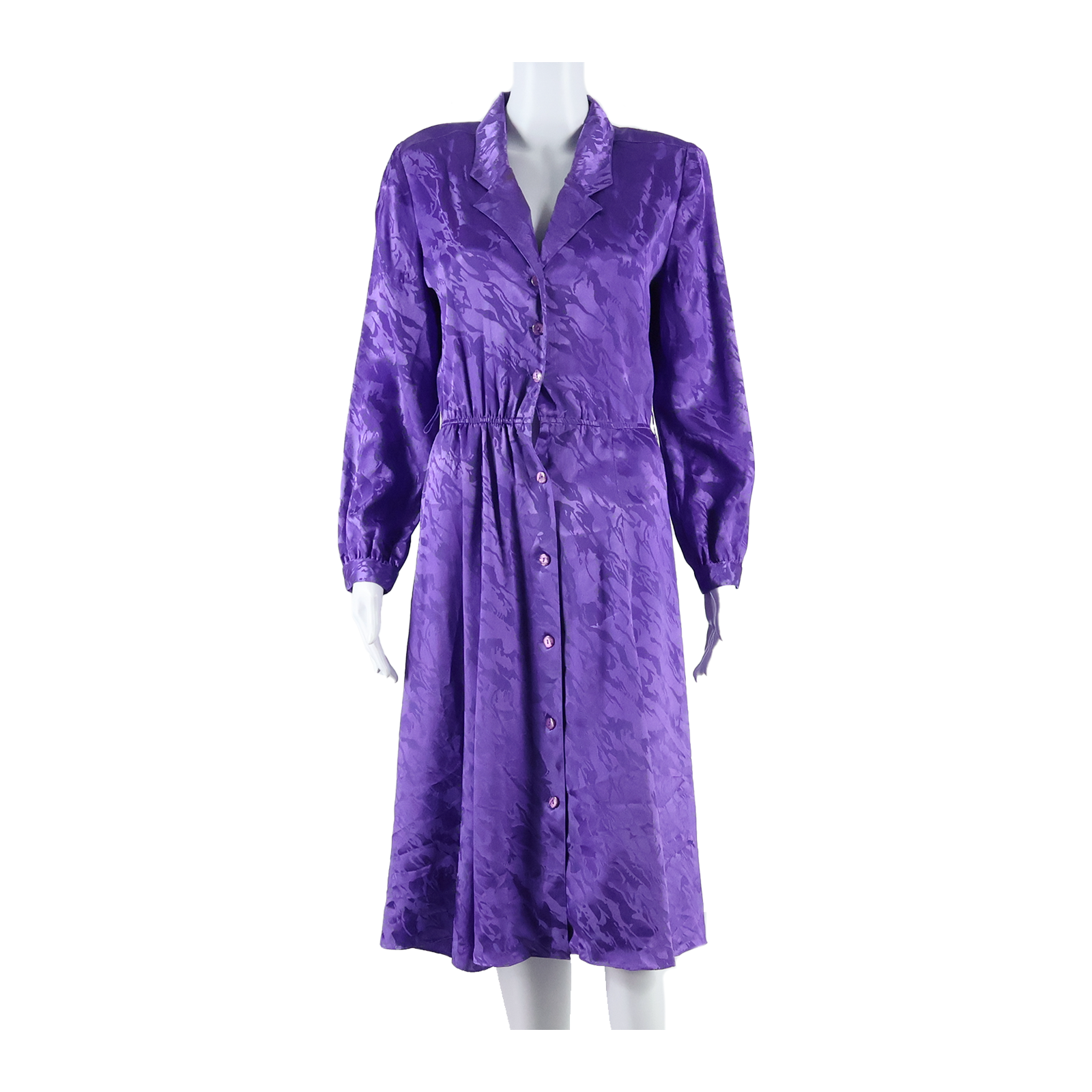 MELISSA PETITES Collared Womens A-Line Dress Purple Crazy Pattern Long M Refurbished - N/A refurbished available on Cerqular