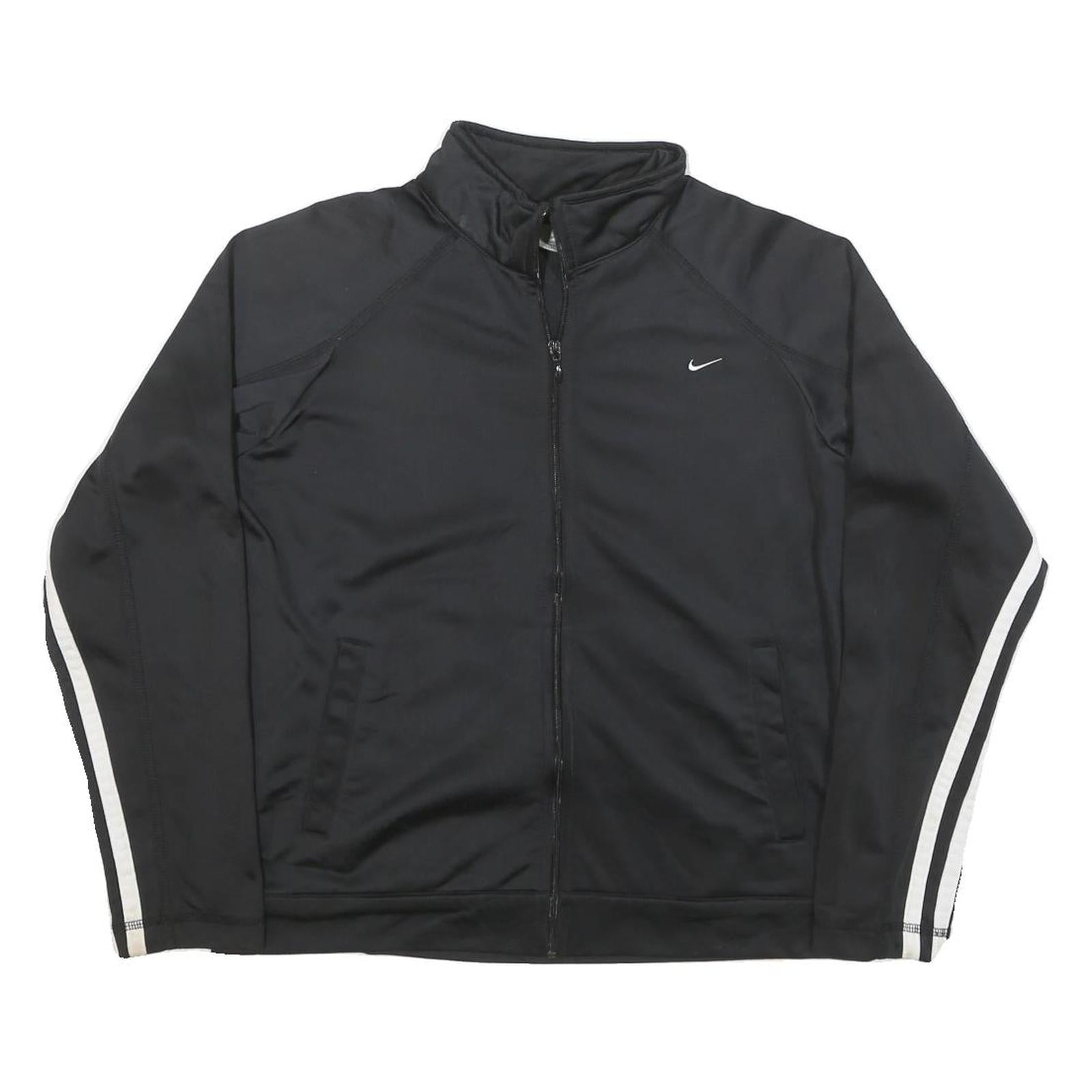 NIKE Womens Black & White Zip Jacket M Polyester Blend Track Logo Swoosh Refurbished - N/A refurbished available on Cerqular