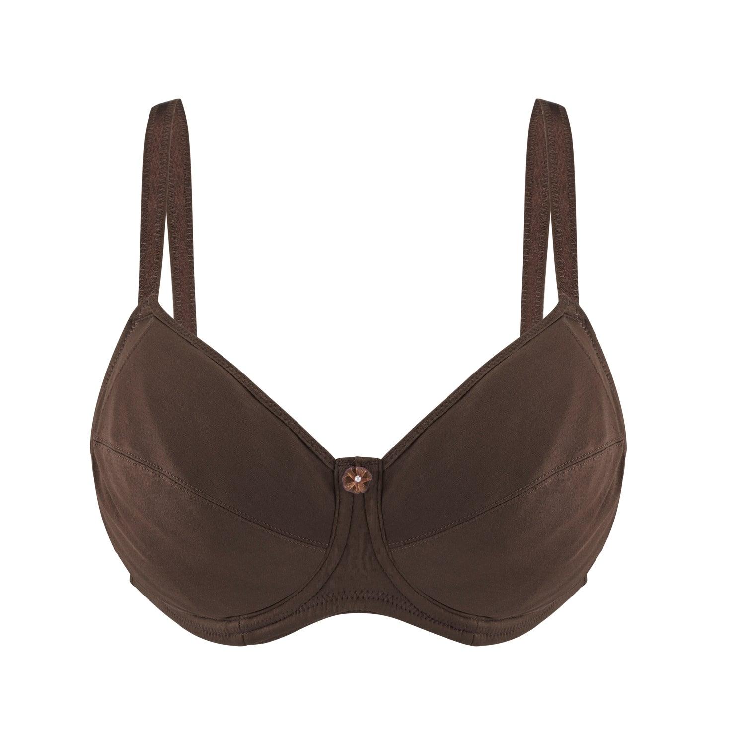 Buy Cocoa-Underwired Silk & Organic Cotton Full Cup Bra with removable paddings | Size: 38G | Color: Cocoa Refurbished - $100.80 Cocoa-Underwired Silk & Organic Cotton Full Cup Bra with removable paddings | Size: 38G | Color: Cocoa Refurbished - Julie May Lingerie refurbished available on Cerqular