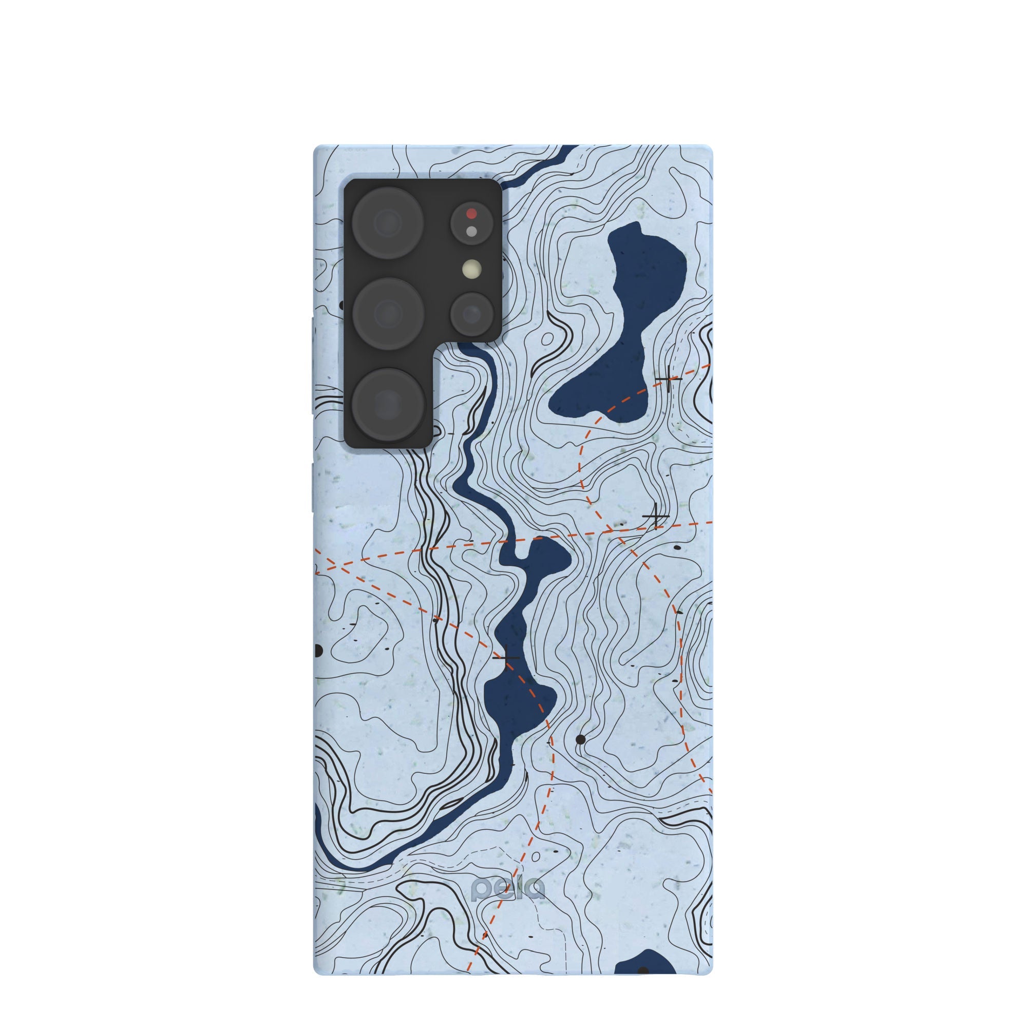 Powder Blue Contour Lines Samsung Galaxy S24 Ultra Case Refurbished - Pela Case refurbished available on Cerqular