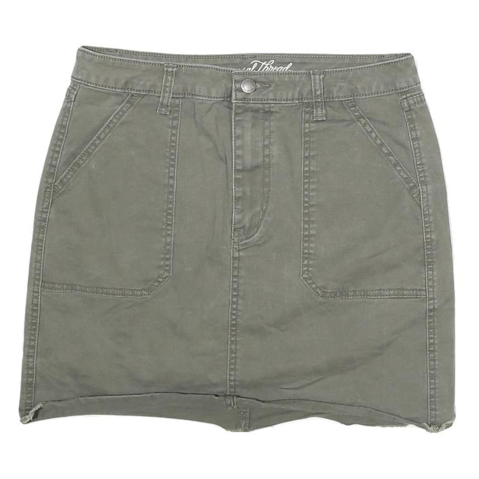 UNIVERSAL THREAD Womens Green Cotton Blend Mini Skirt M Casual Pockets Zip Refurbished - N/A refurbished available on Cerqular