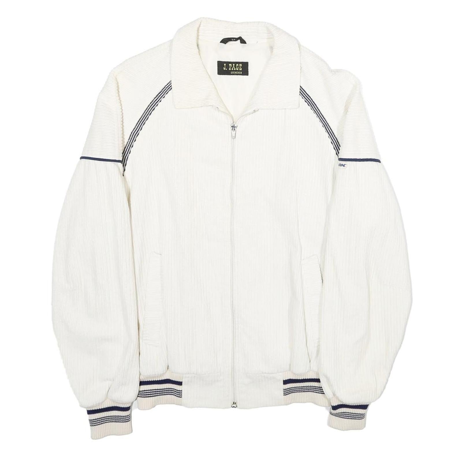 J. PAGE Mens White Cotton Blend Zip Jacket L Woven Plain Casual Sportswear Refurbished - N/A refurbished available on Cerqular