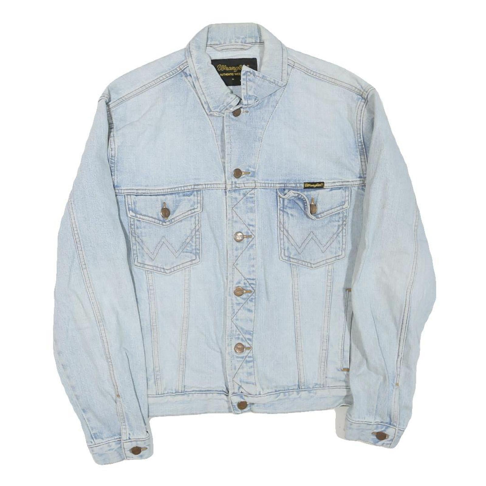 WRANGLER Mens Blue Denim Jacket M Cotton Blend Button Closure Classic Fit Refurbished - N/A refurbished available on Cerqular