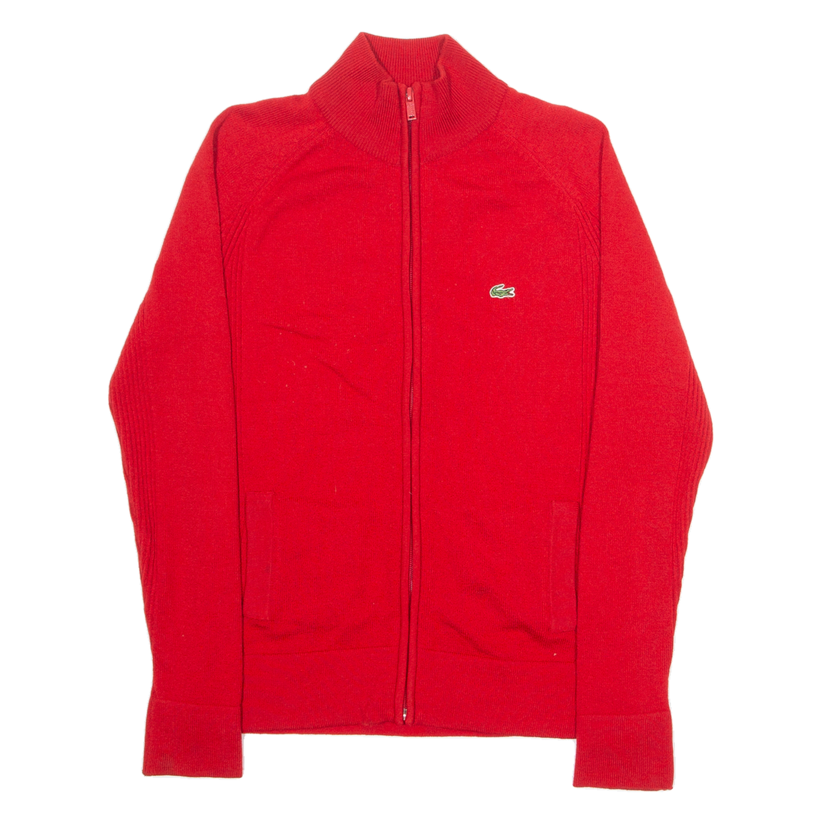 LACOSTE Womens Jumper Red High Neck Tight Knit UK 10 Refurbished - N/A refurbished available on Cerqular
