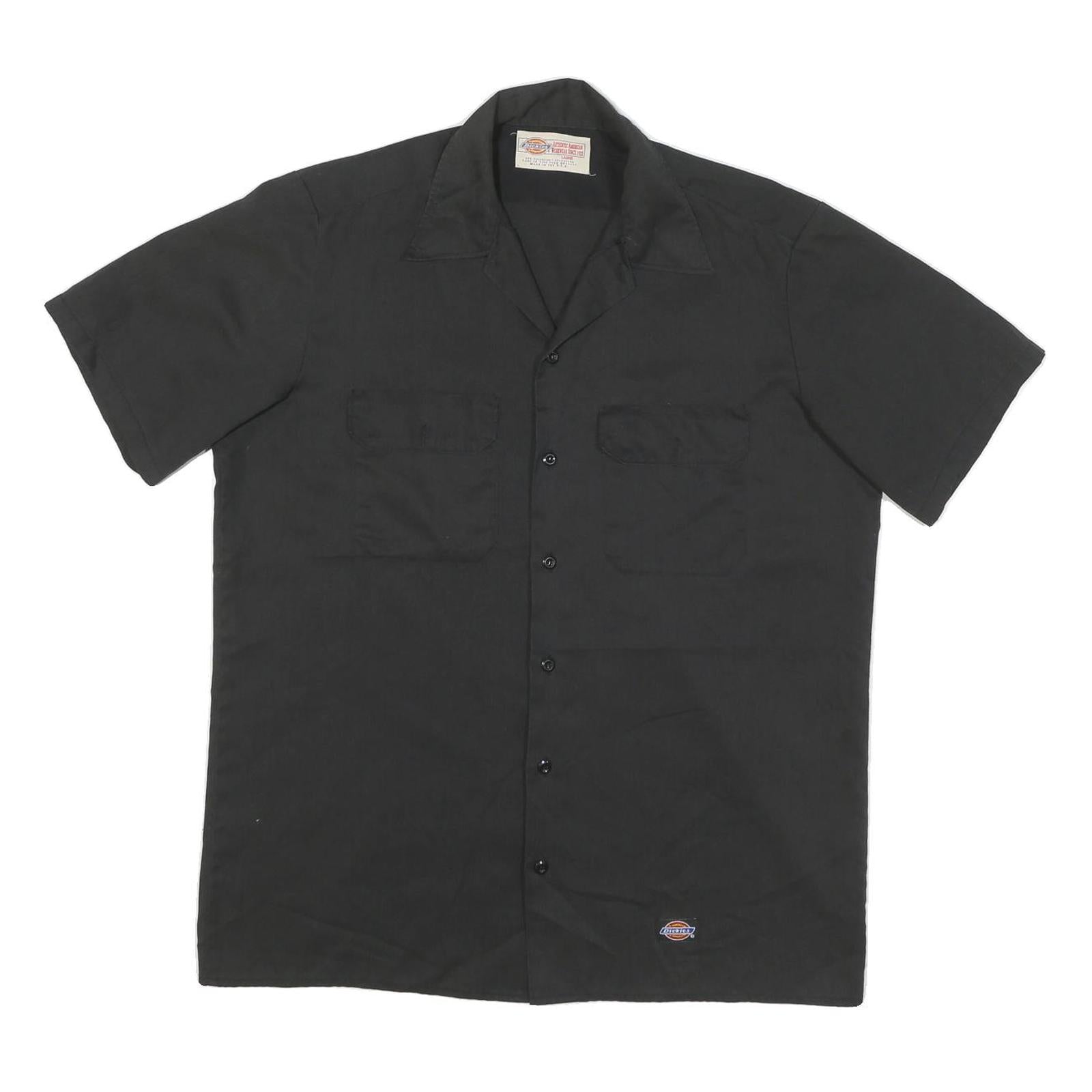 DICKIES Mens Black Work Shirt L Cotton Blend Short Sleeve Button-Up Refurbished - N/A refurbished available on Cerqular
