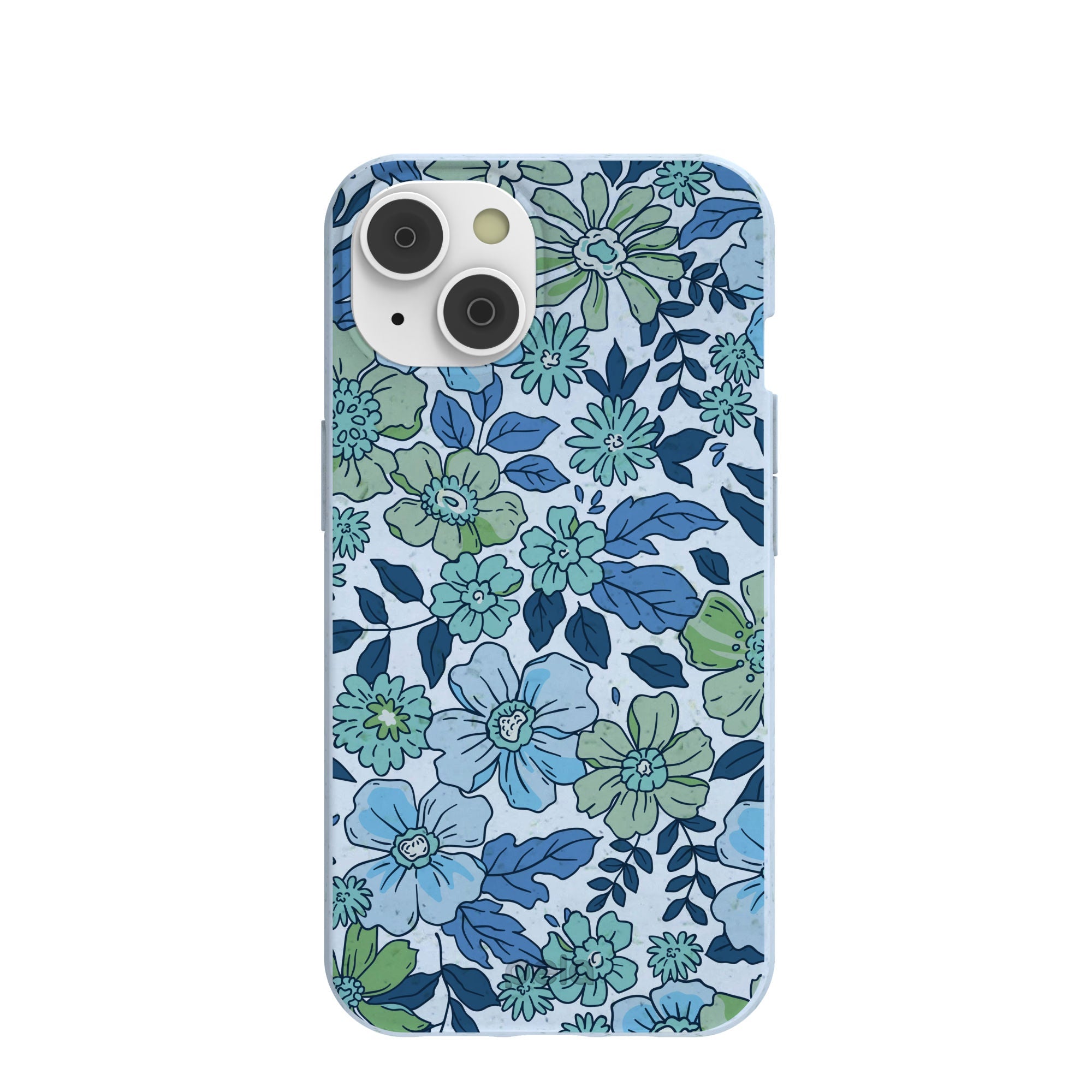 Powder Blue Liberty Florals iPhone 14/16e Case Refurbished - Pela Case refurbished available on Cerqular