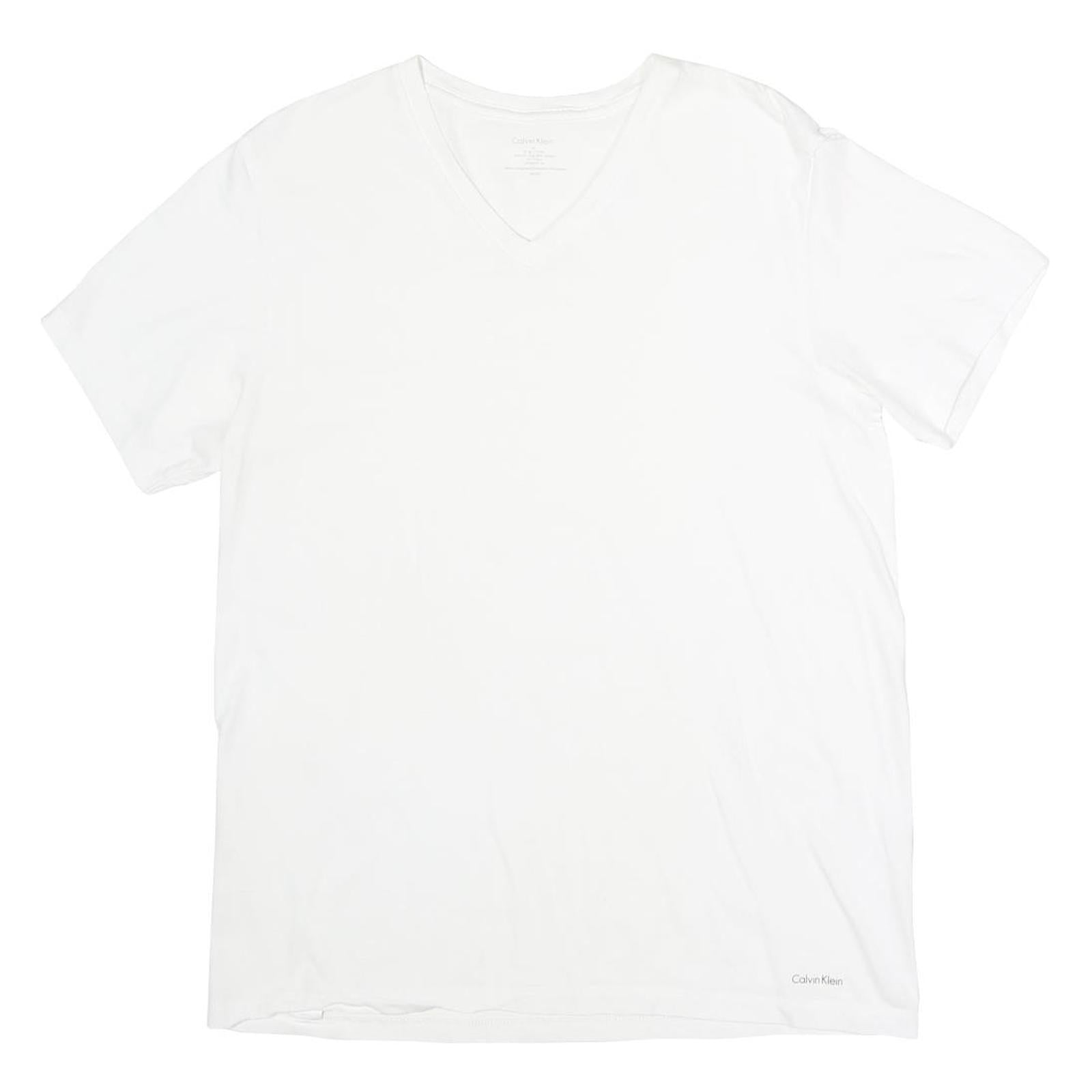 CALVIN KLEIN Mens White V-Neck T-Shirt M Cotton Classic Plain Short Sleeve Refurbished - N/A refurbished available on Cerqular